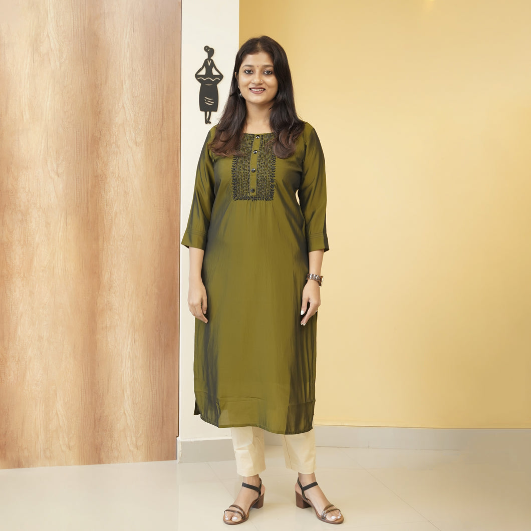 Semi Silk Slitted Kurti-4244