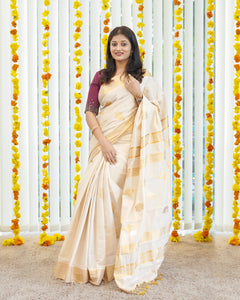 Kerala Tissue Kasavu Saree- 5063