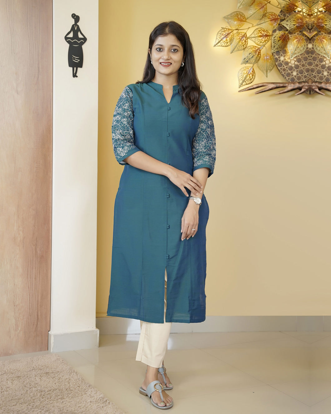 Raw Cotton Slitted kurti-3675