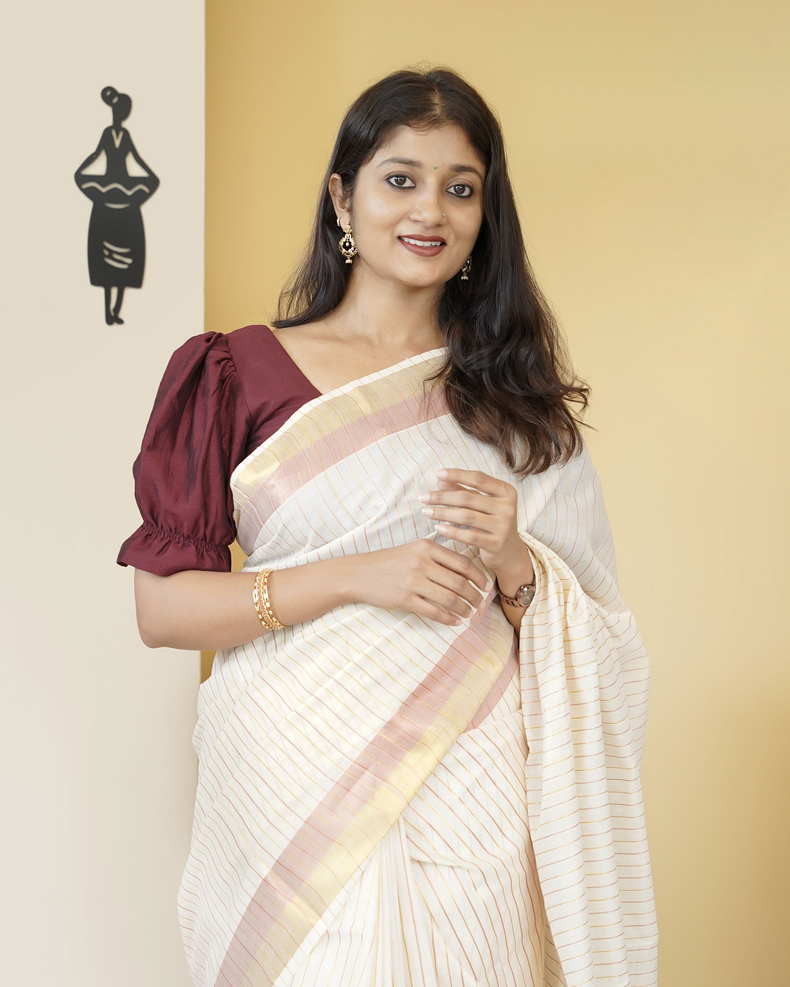 Load image into Gallery viewer, Kerala kasavu saree-5074
