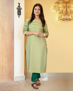 Semi Silk Slitted Kurti-3731