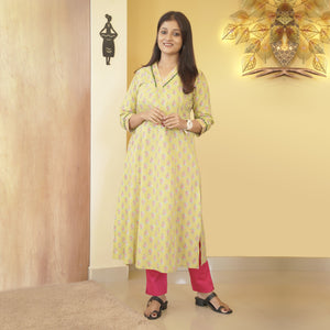 Pure Cotton A-line Slited Kurti-4421