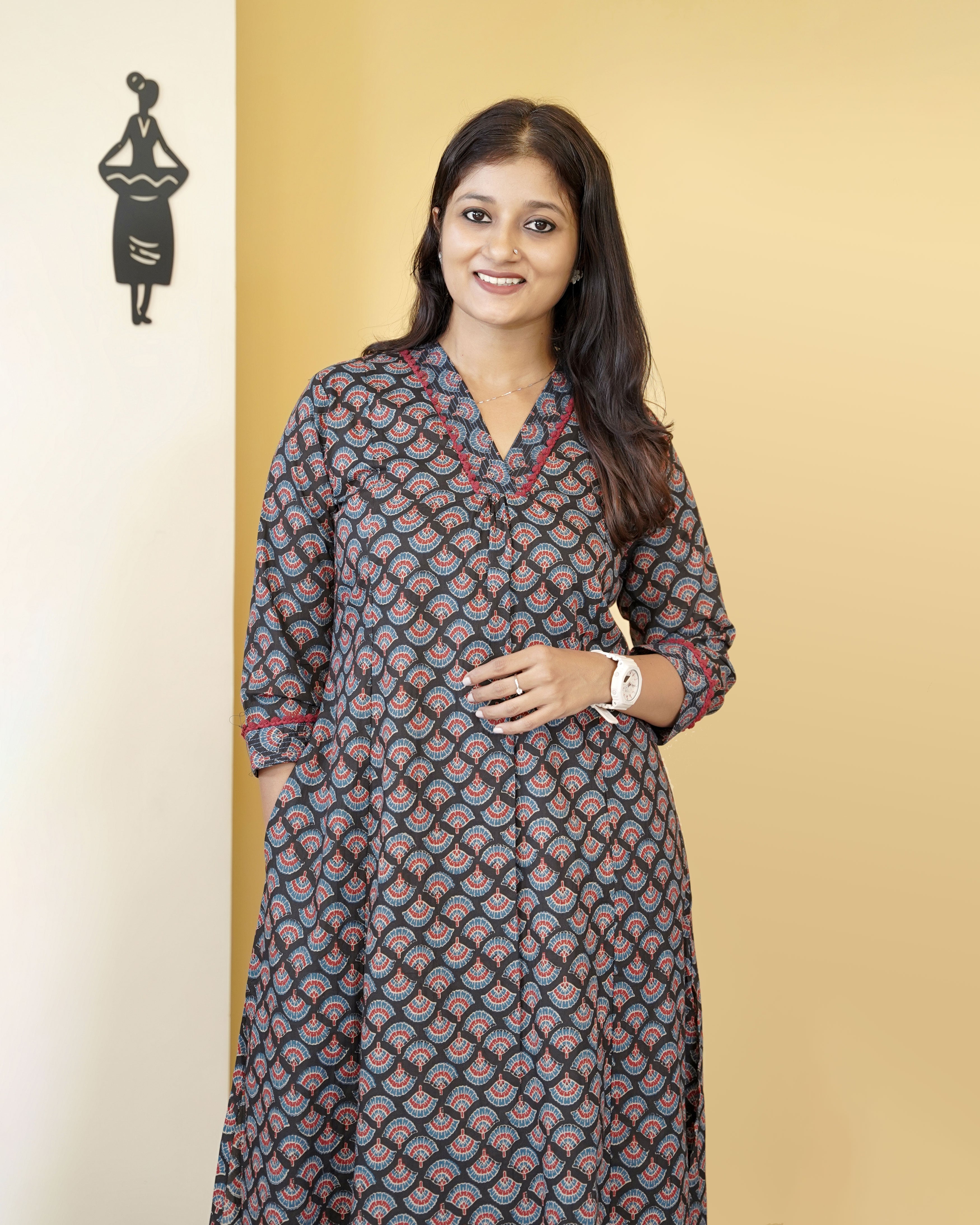 Load image into Gallery viewer, Pure Cotton A-Lined Kurti-4421
