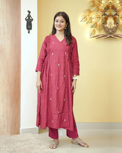 Muslin Silk Slitted Kurti Set- 5186