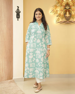 Pure Cotton A-line Slitted Kurti-5160