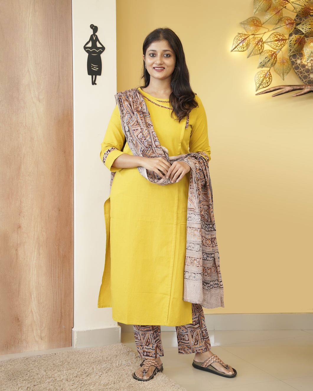 Pure Cotton Slitted Kurti Set-5222