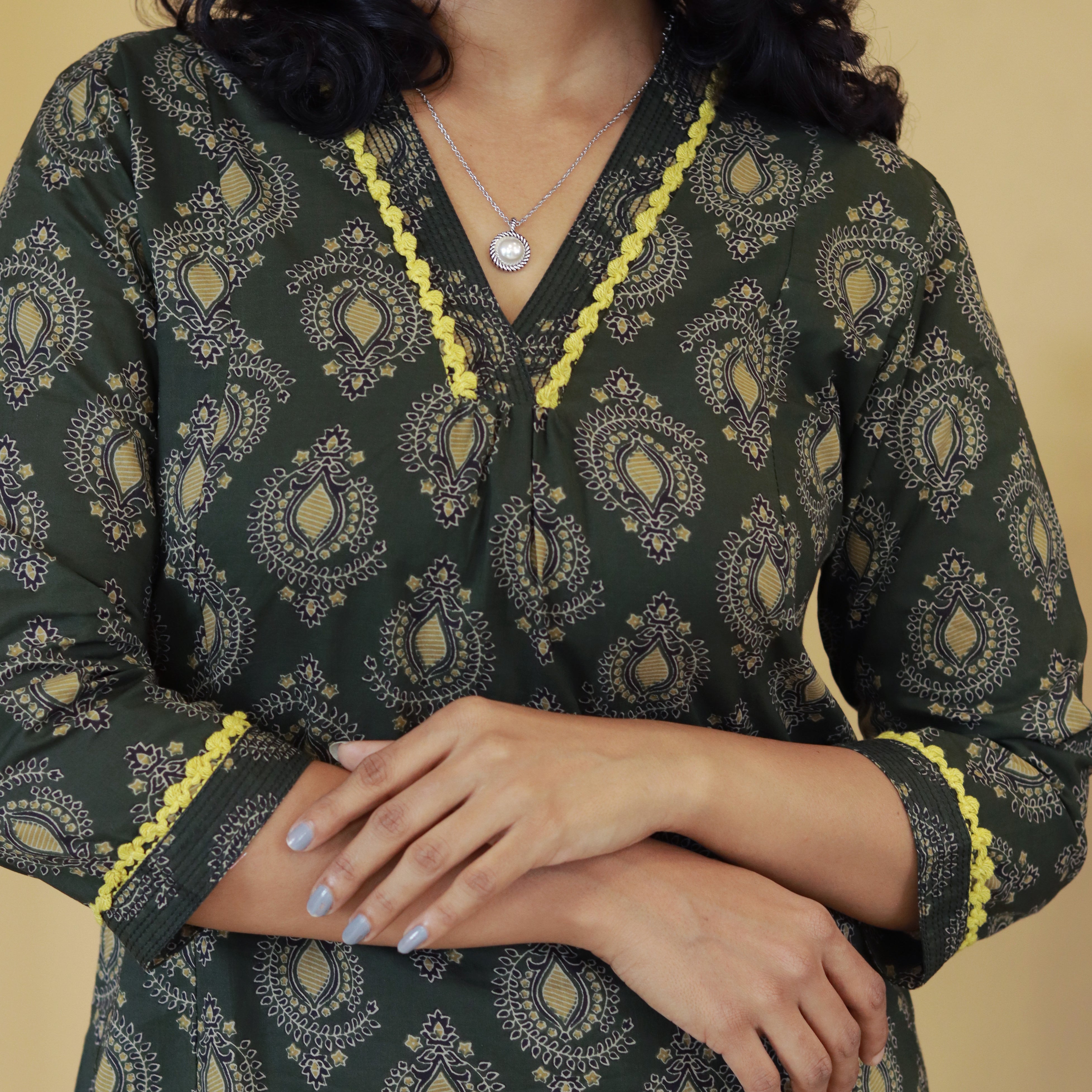 Load image into Gallery viewer, Ajrakh Printed Pure Cotton Kurti-3523
