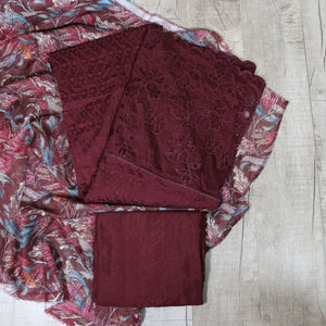 Silk Cotton Hakoba Unstitched Suit -4057