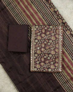 Semi Tussar Silk Unstitched Suit-0721