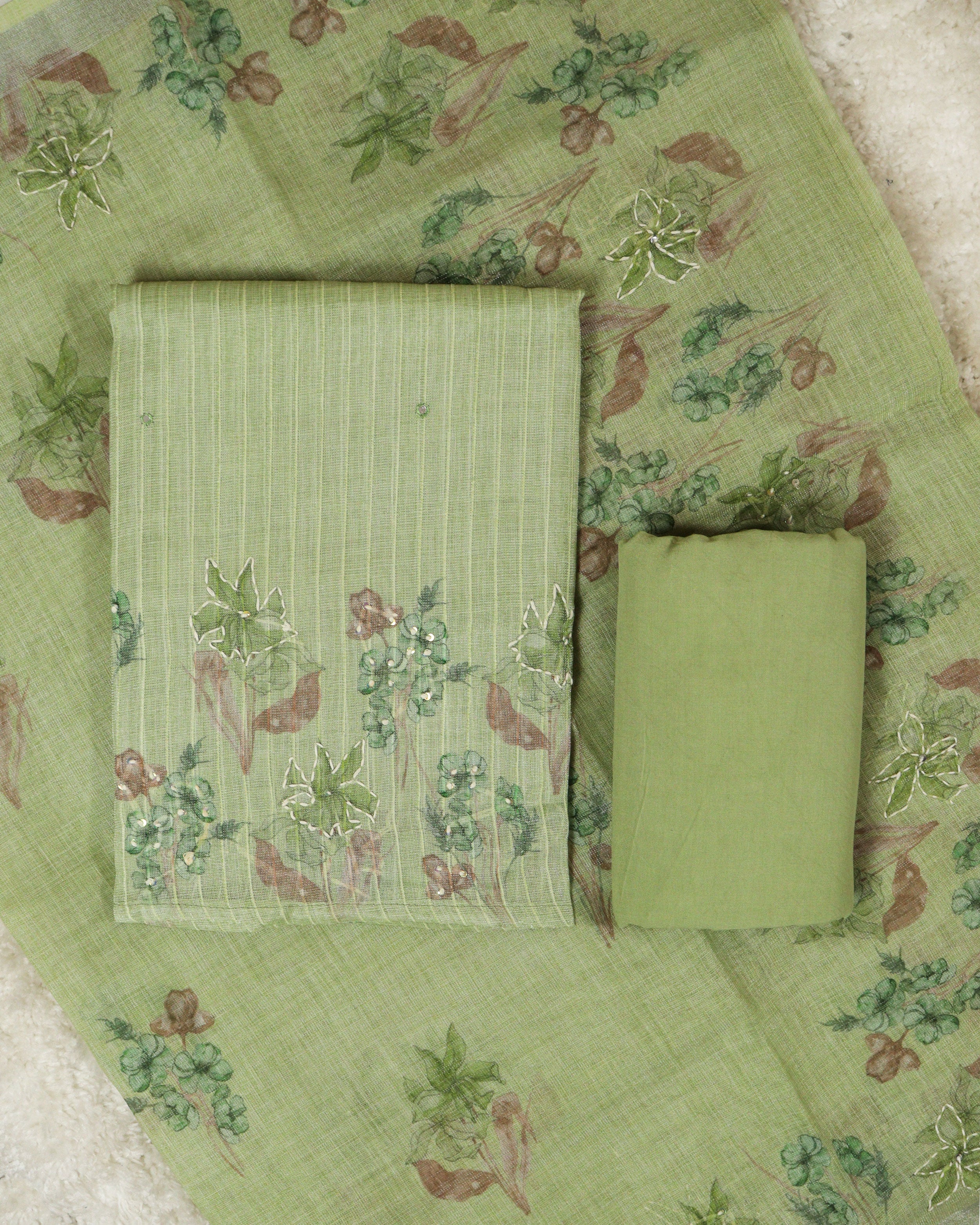 Load image into Gallery viewer, Linen Tissue Unstitched Suit-0725
