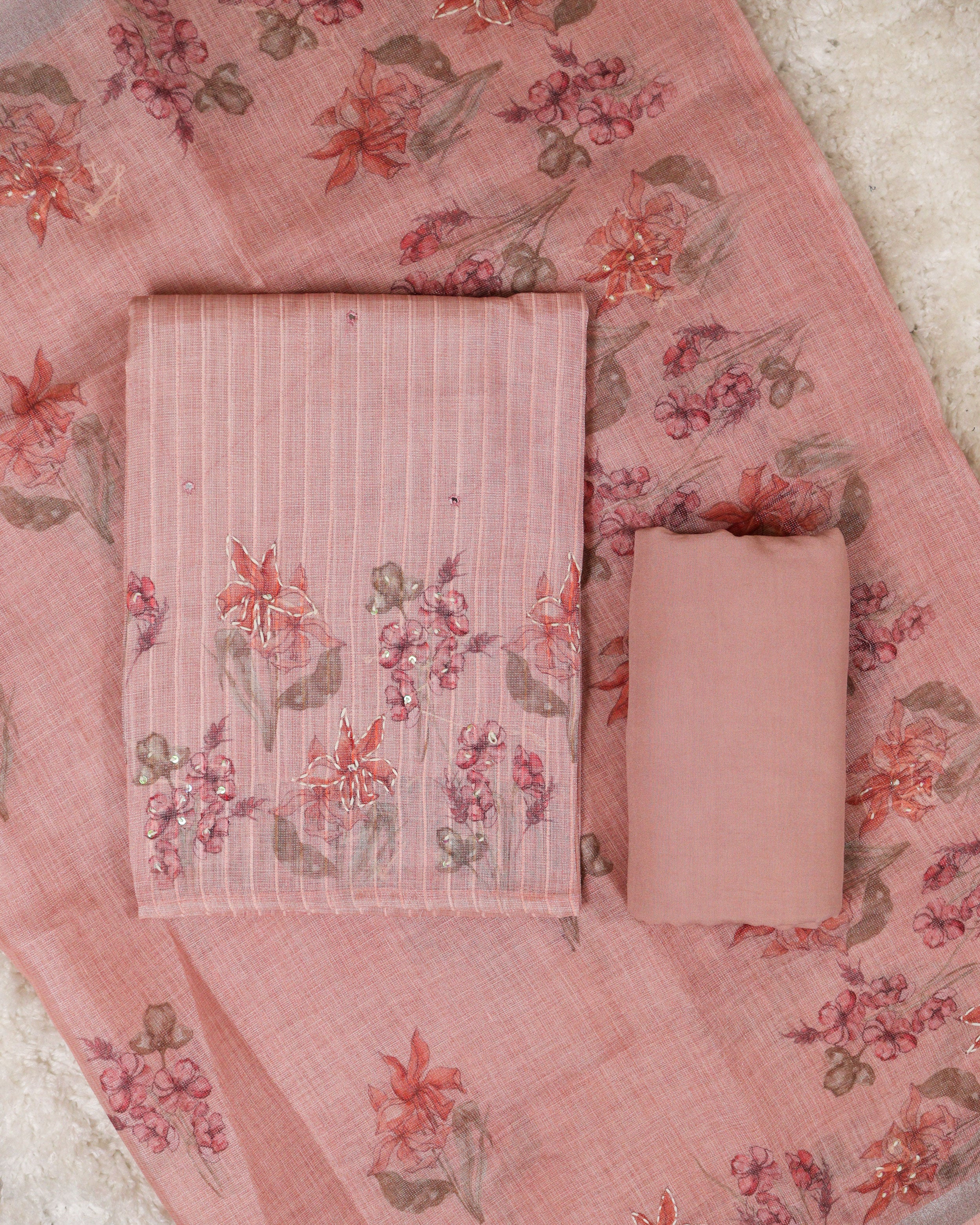 Load image into Gallery viewer, Linen Tissue Unstitched Suit-0725
