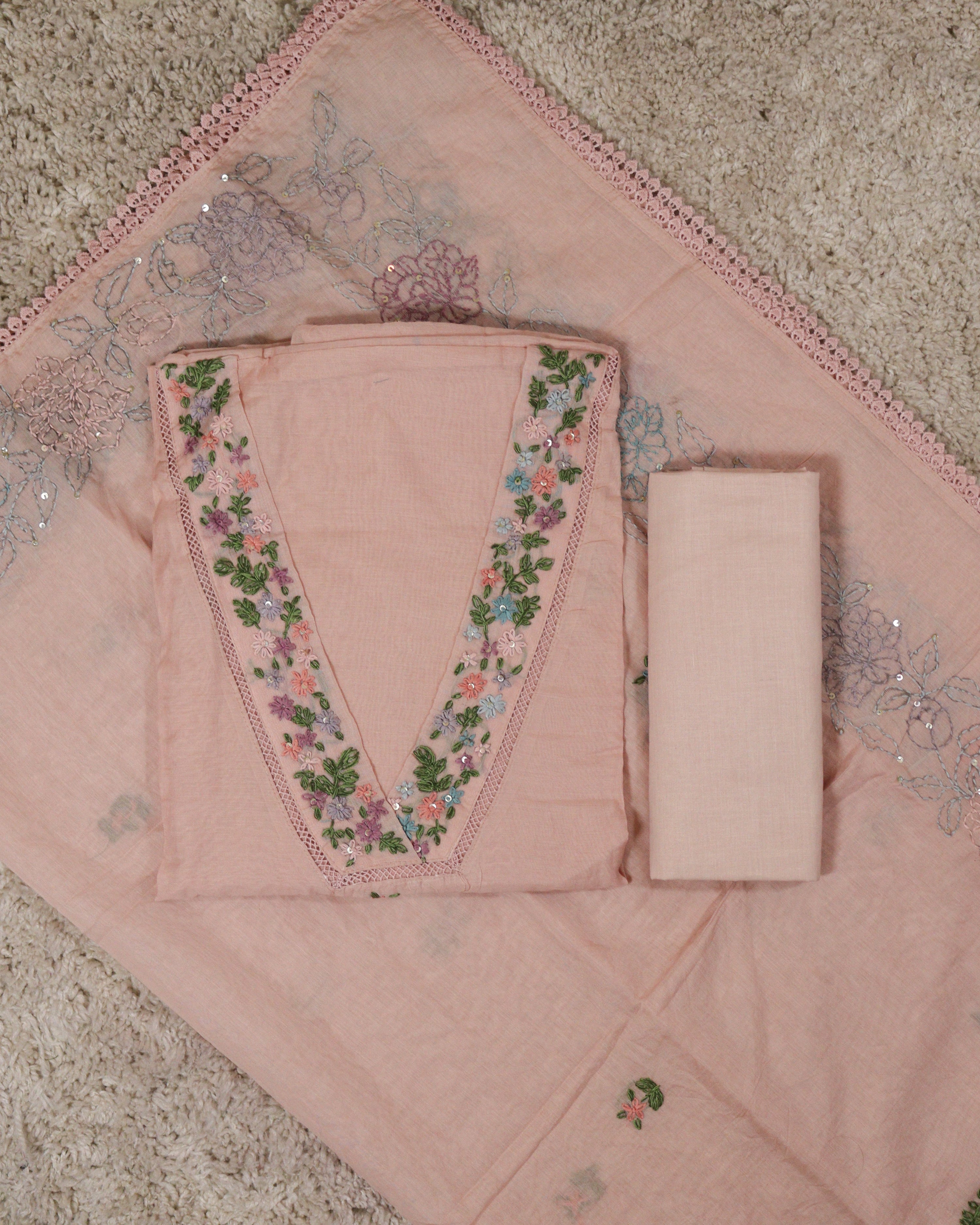 Load image into Gallery viewer, Mul Chanderi Unstitched Suit-5381
