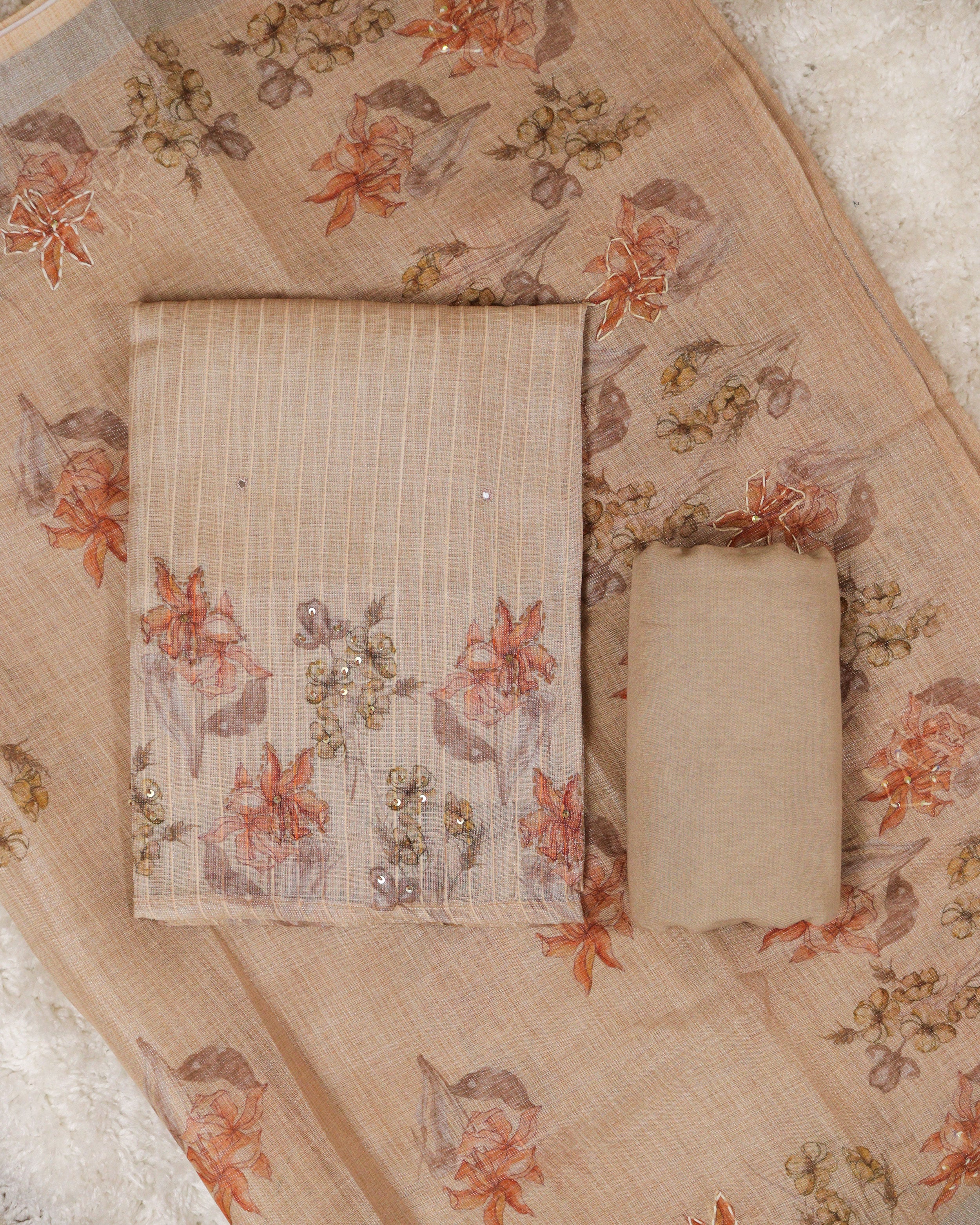 Load image into Gallery viewer, Linen Tissue Unstitched Suit-0725
