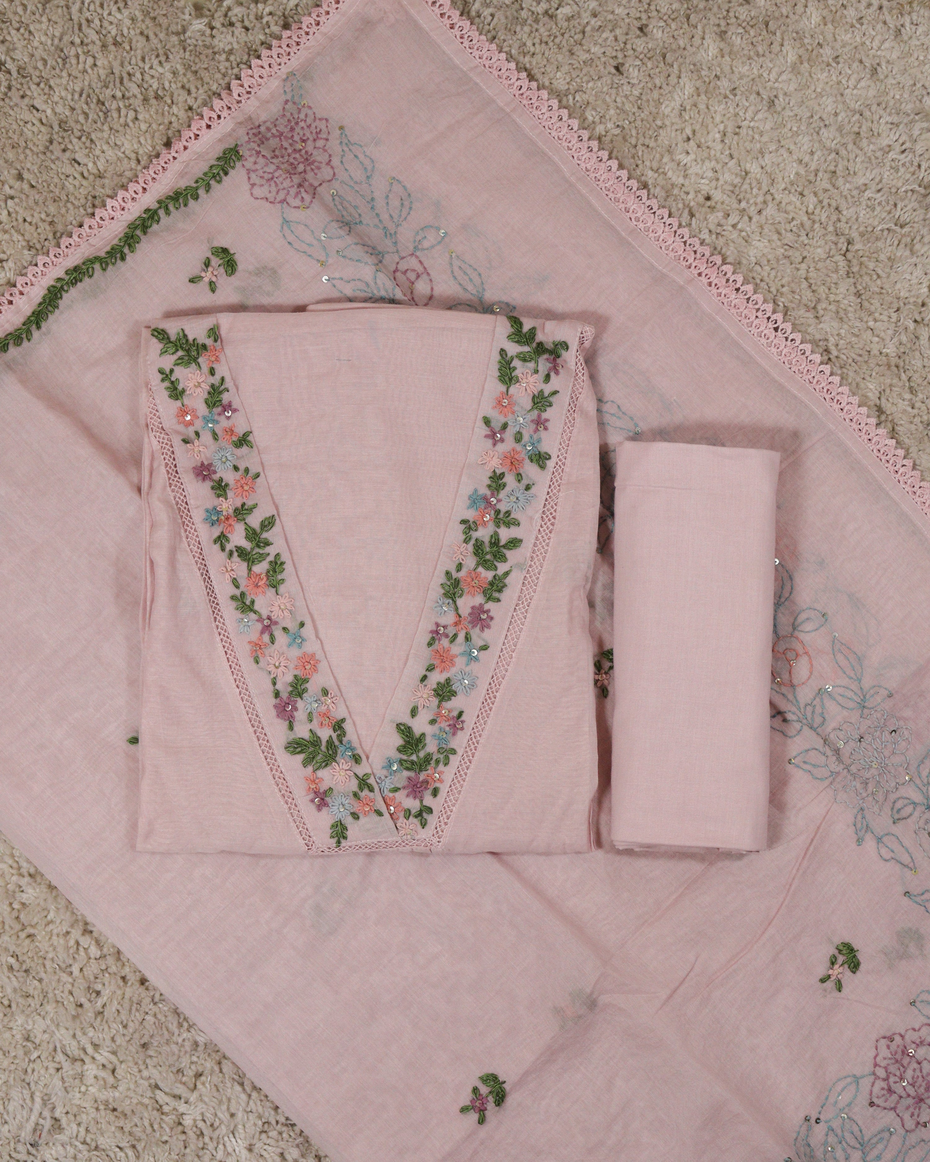 Load image into Gallery viewer, Mul Chanderi Unstitched Suit-5381
