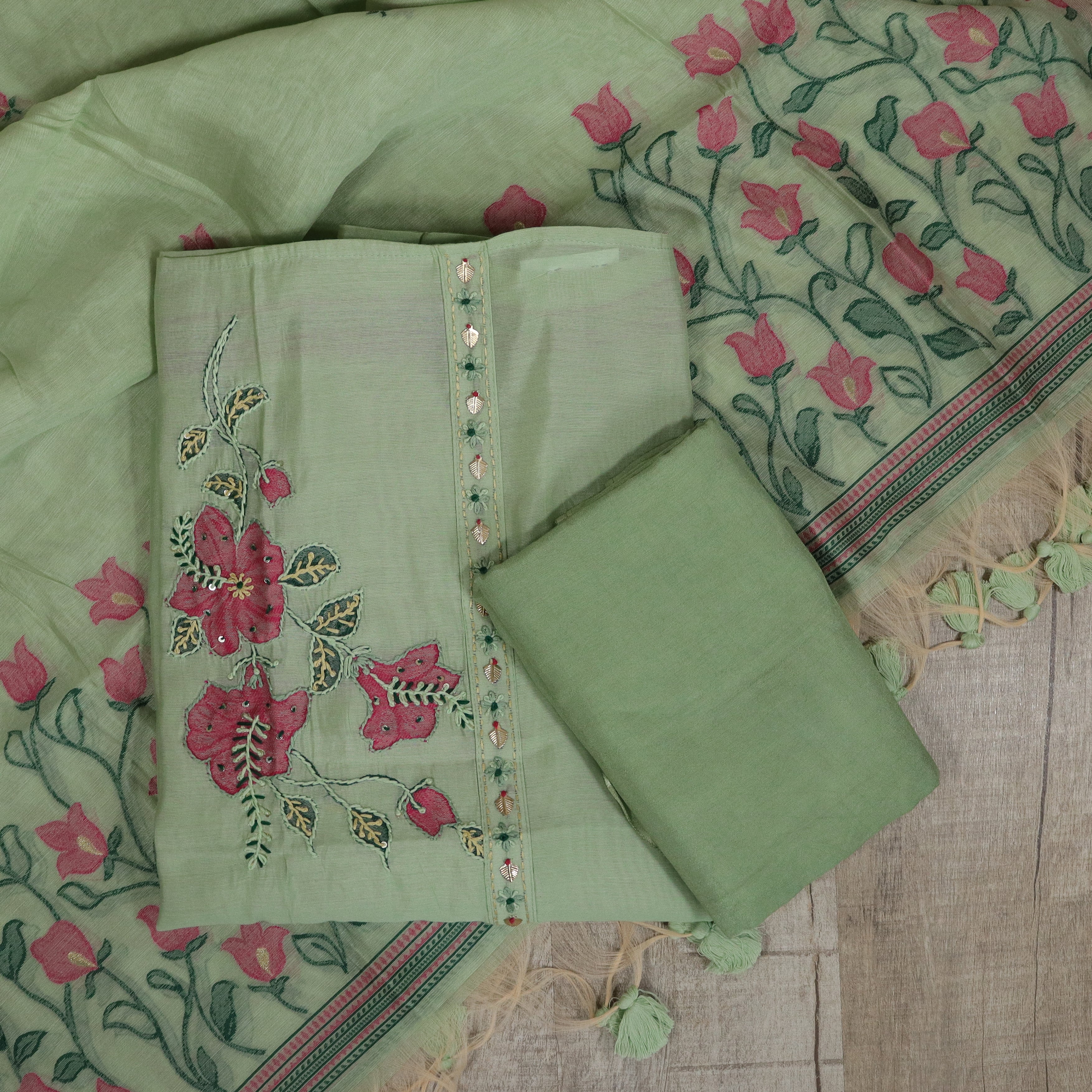Load image into Gallery viewer, Cotton Silk Unstitched Suit - 4075
