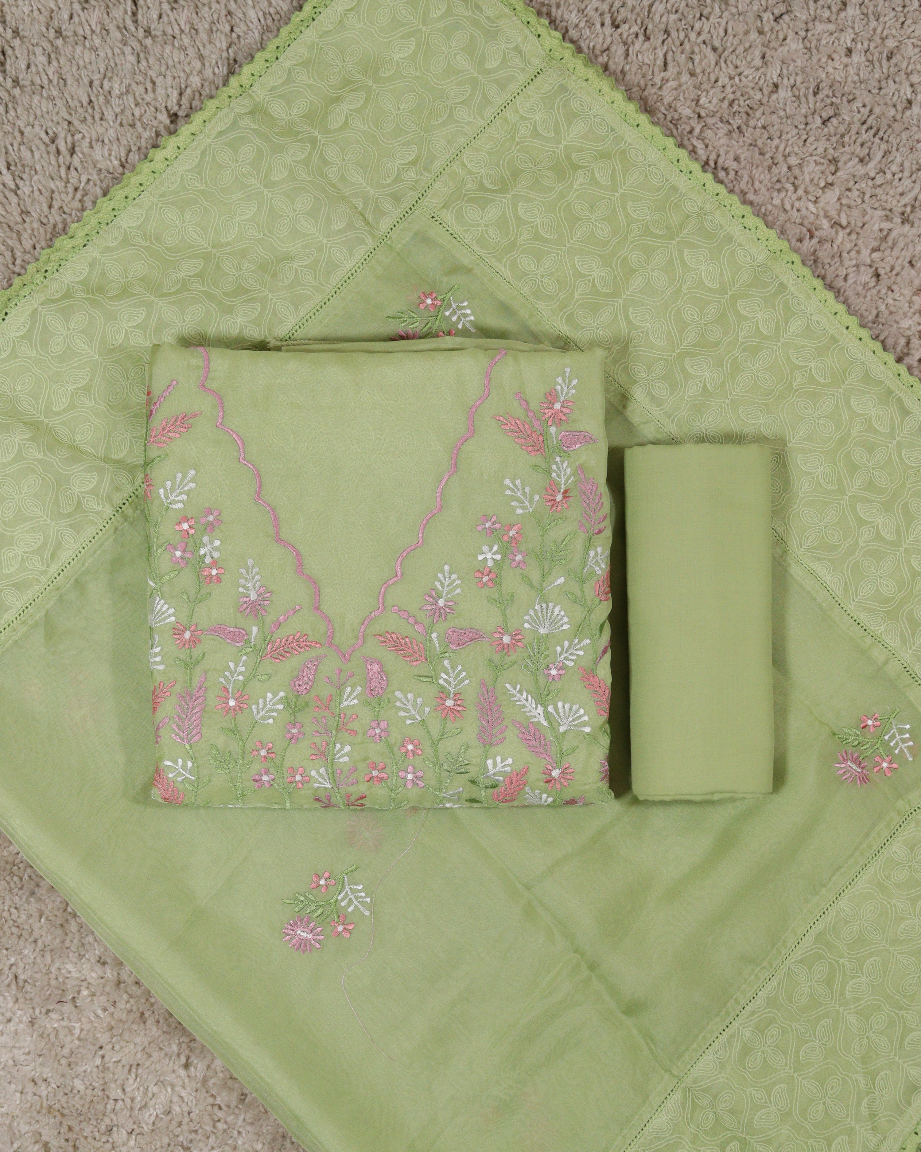 Load image into Gallery viewer, Organza Unstitched Suit-5385
