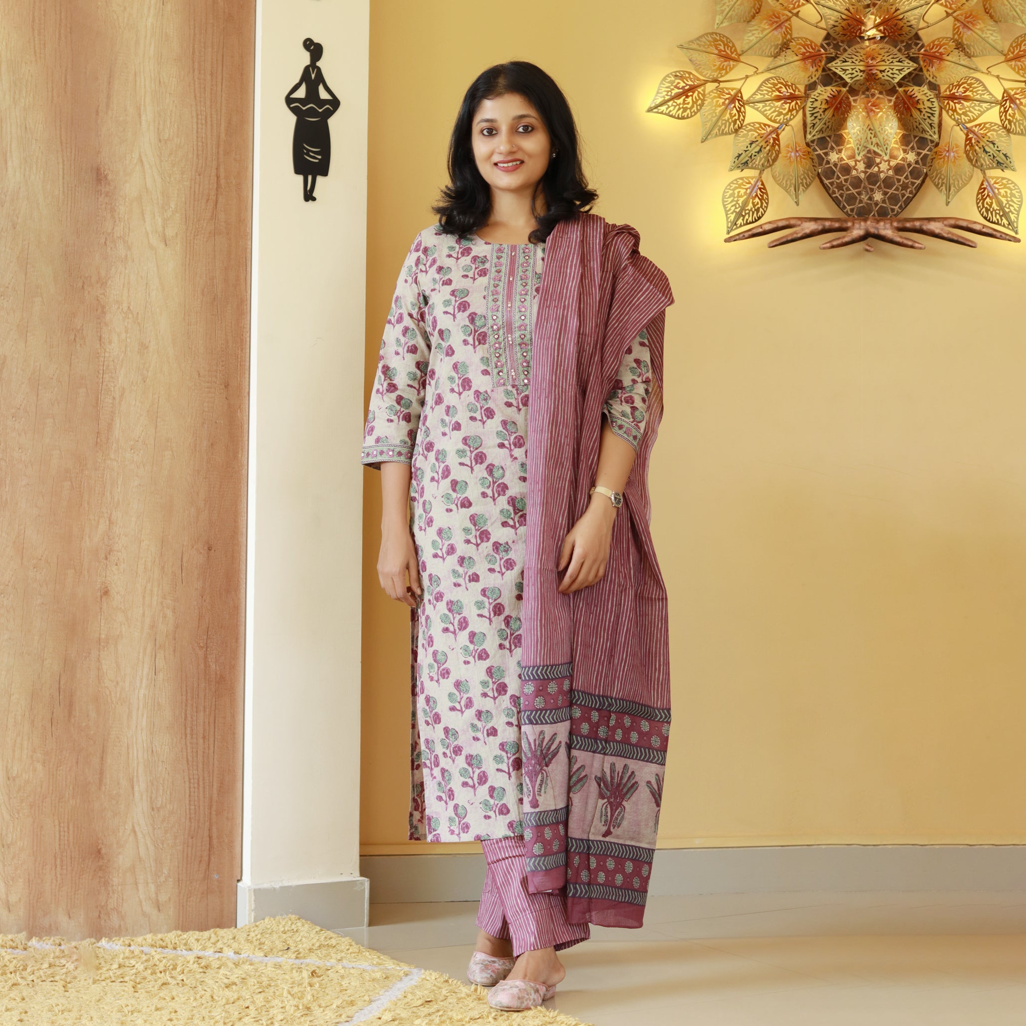 Load image into Gallery viewer, Pure cotton kurti set -4093
