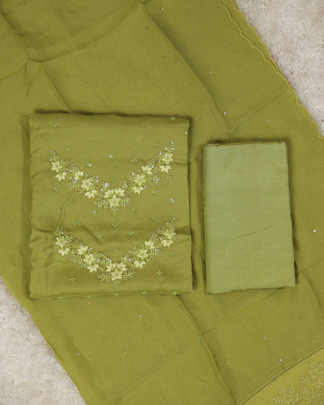 Viscose Organza Unstitched Suit-1020