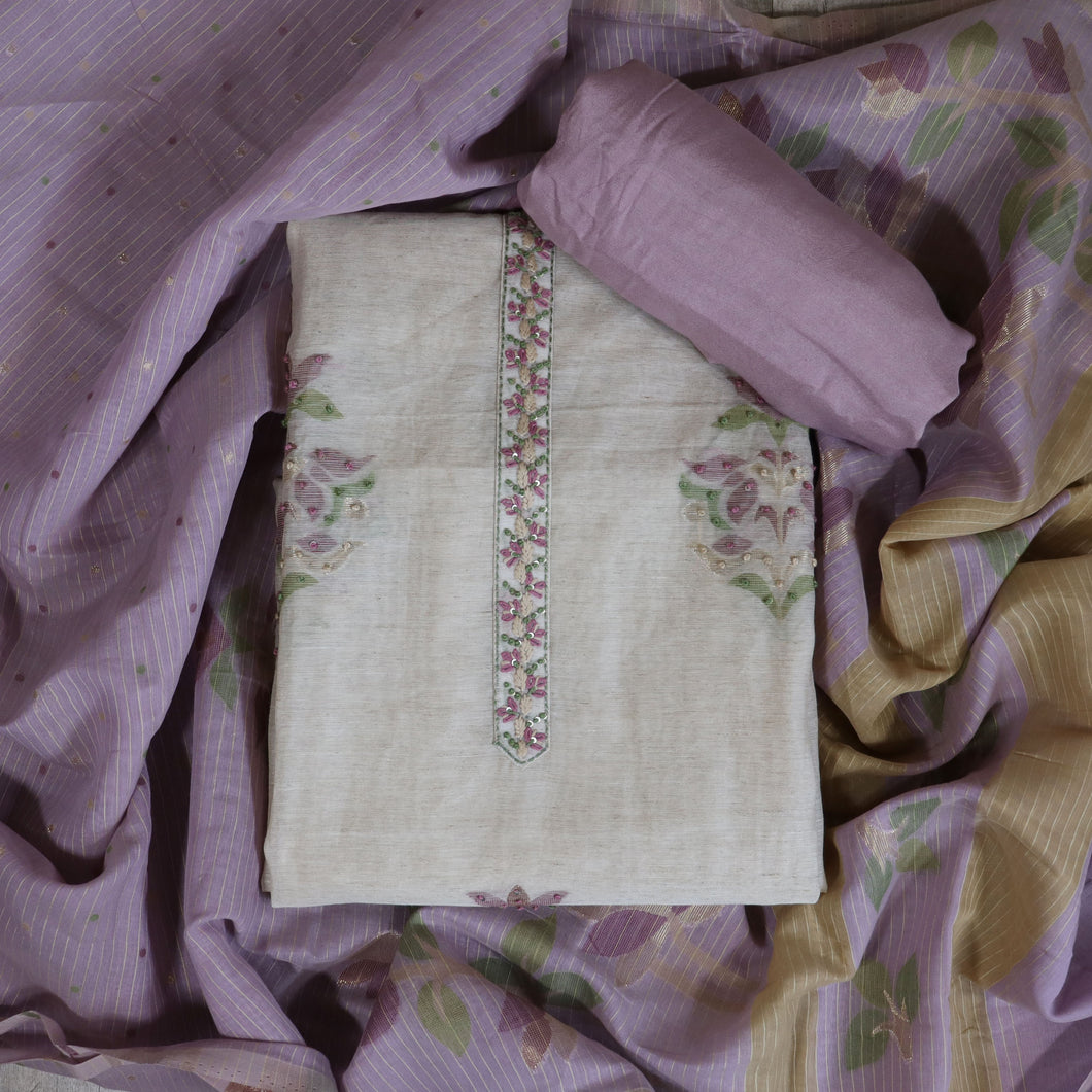 chanderi silk unstitched suit-4144