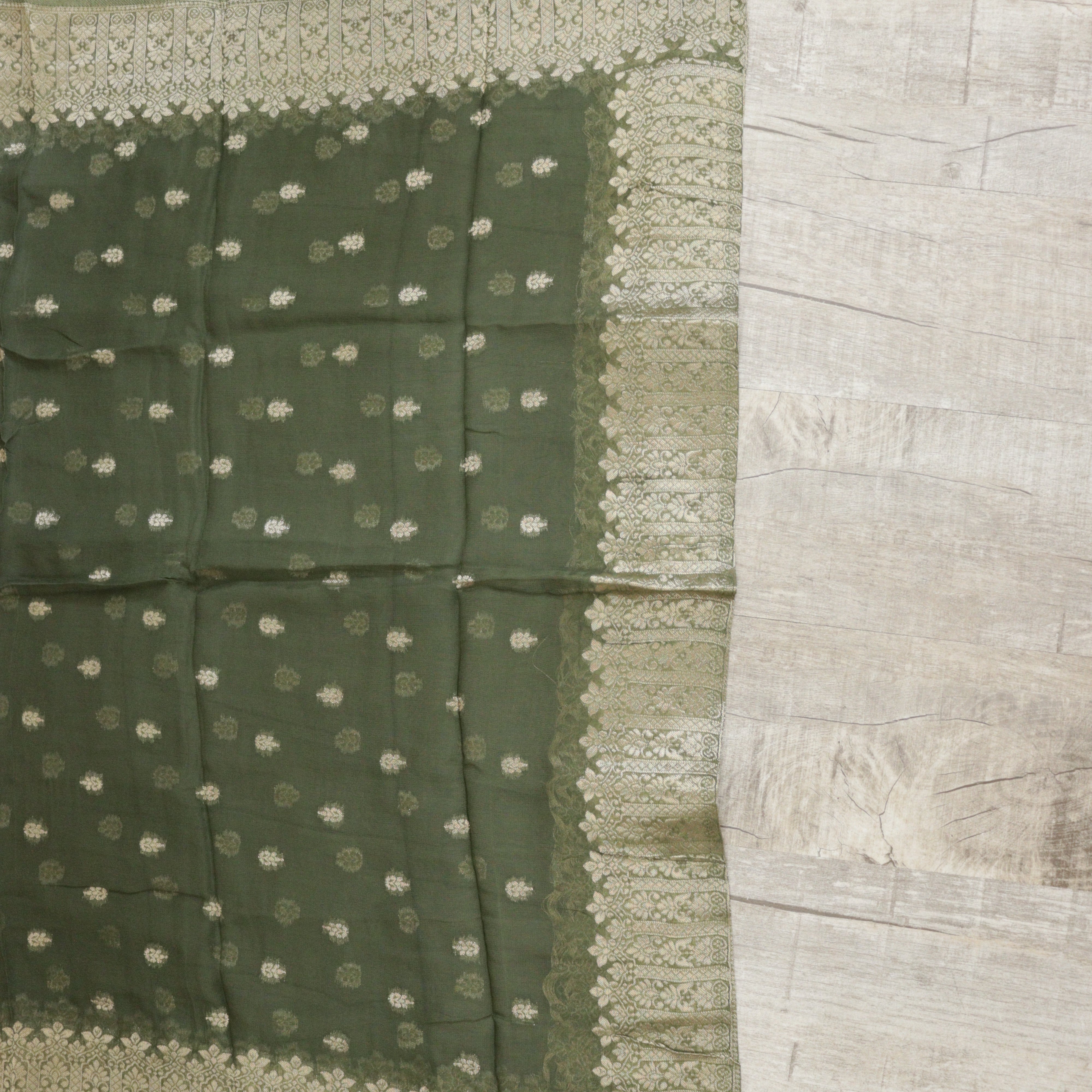 Load image into Gallery viewer, Sage Green Colour Pure Viscose Organza Unstitched suit-3432
