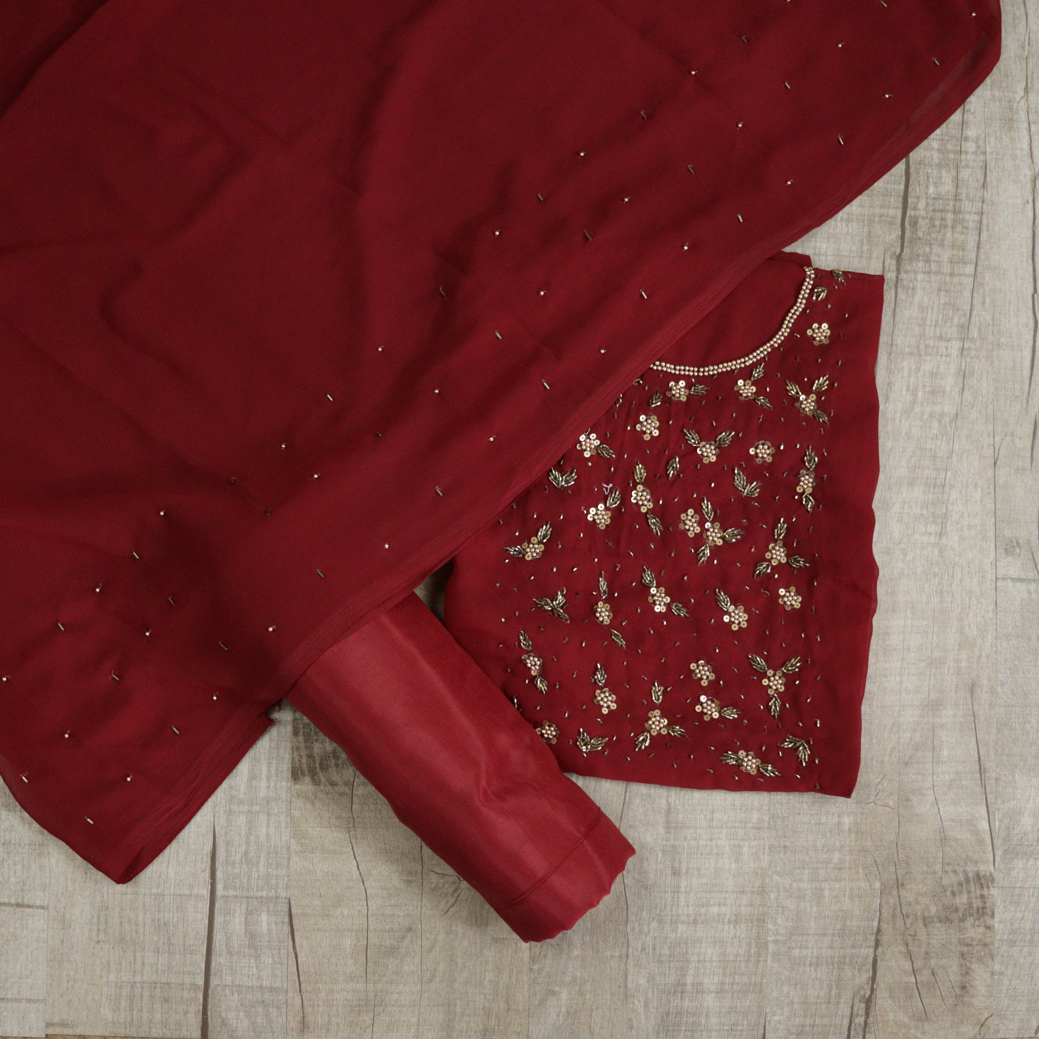 Load image into Gallery viewer, Crimson Colour Faux Georgette Unstitched suit-3426
