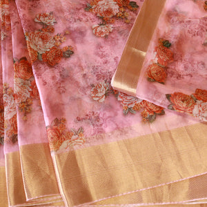Pink Viscose Organza Fabric-3189