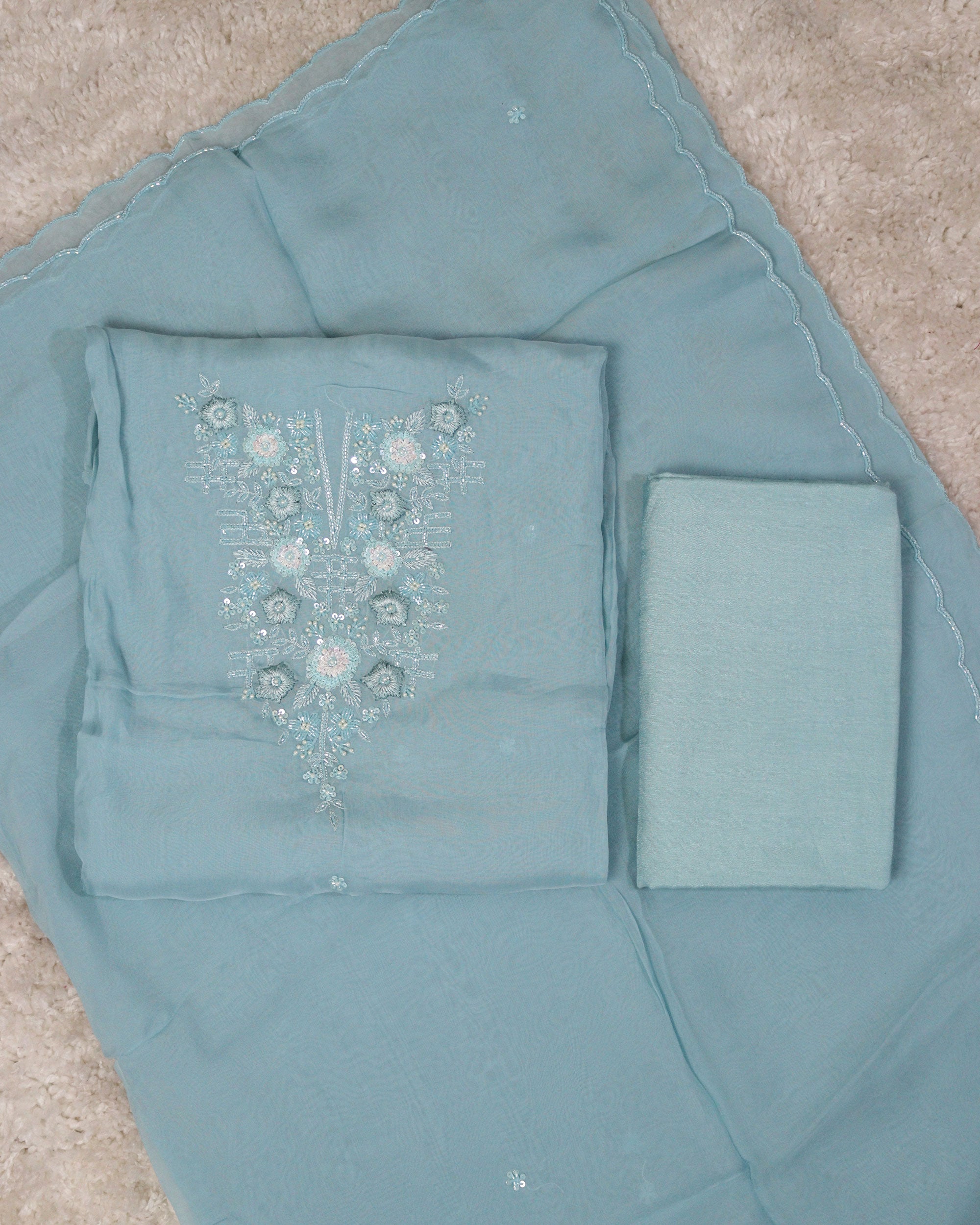 Load image into Gallery viewer, Viscose Organza Unstitched Suit-1100
