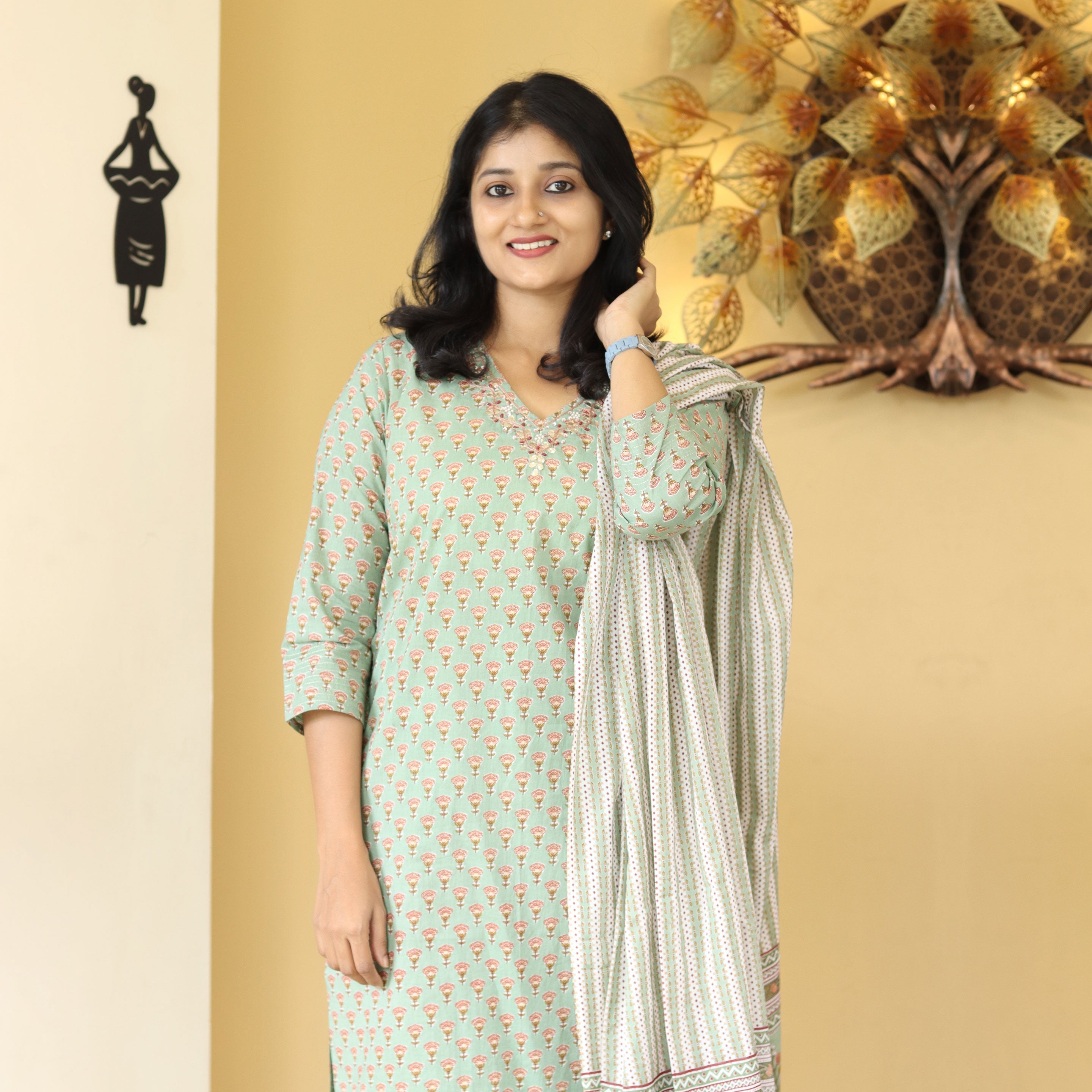 Load image into Gallery viewer, Pure cotton kurti set-4224
