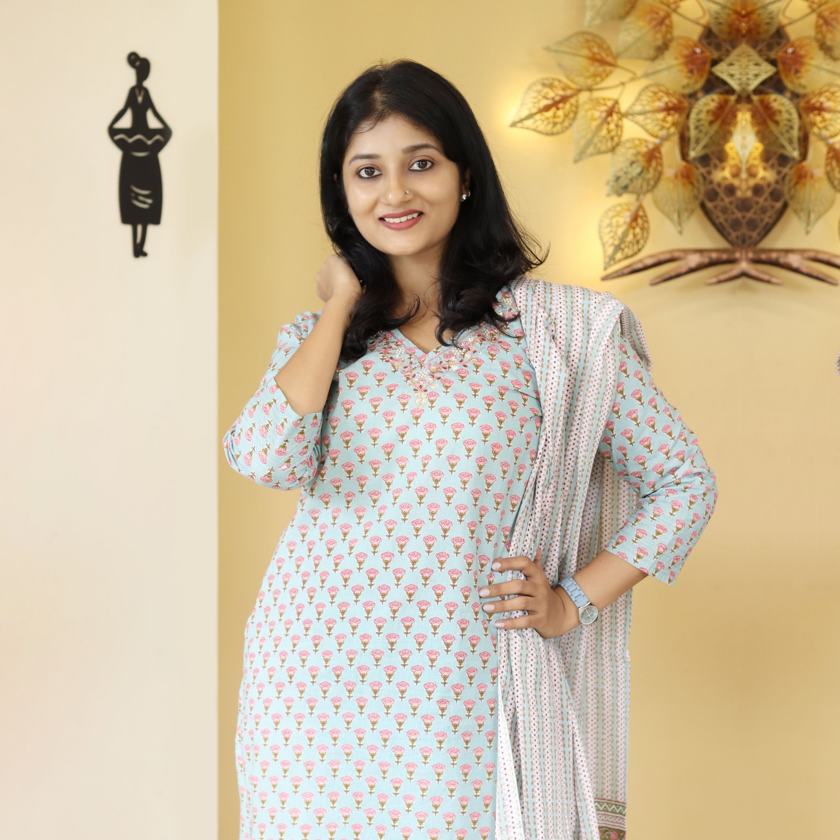 Load image into Gallery viewer, Pure cotton kurti set-4224
