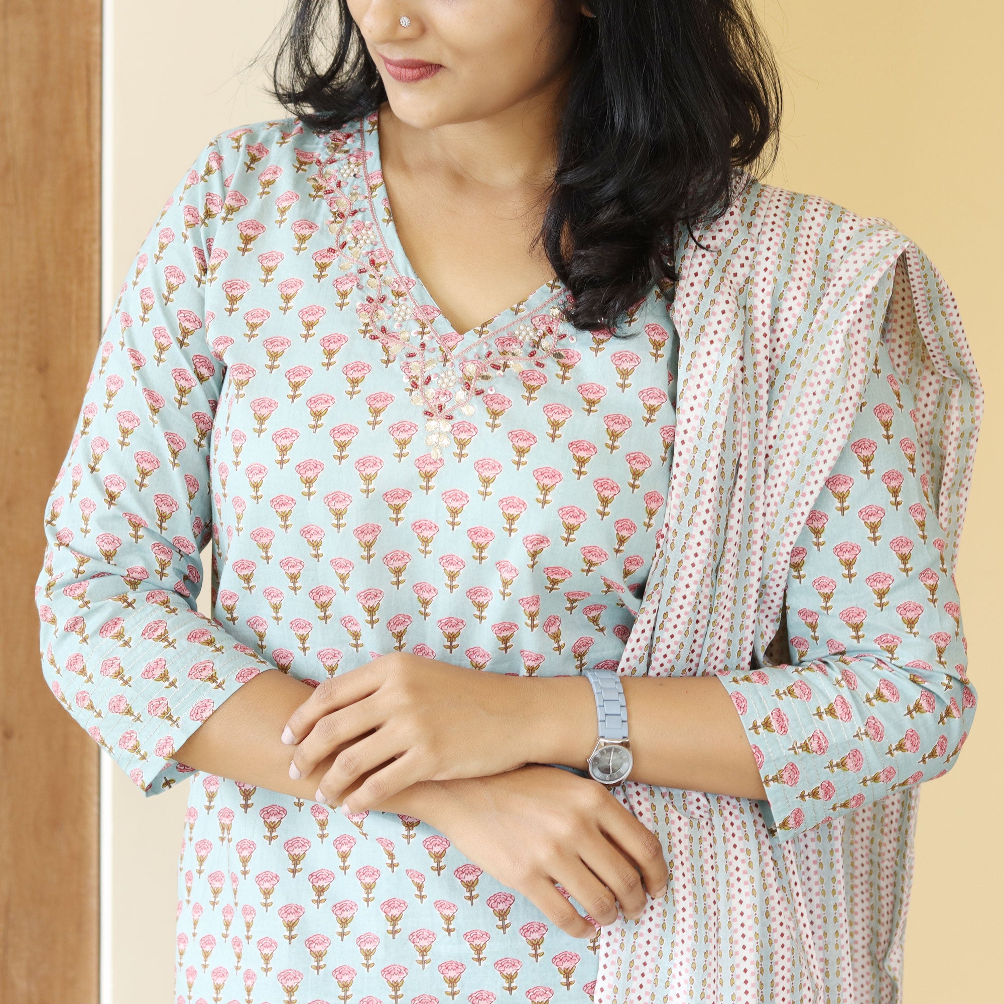 Load image into Gallery viewer, Pure cotton kurti set-4224
