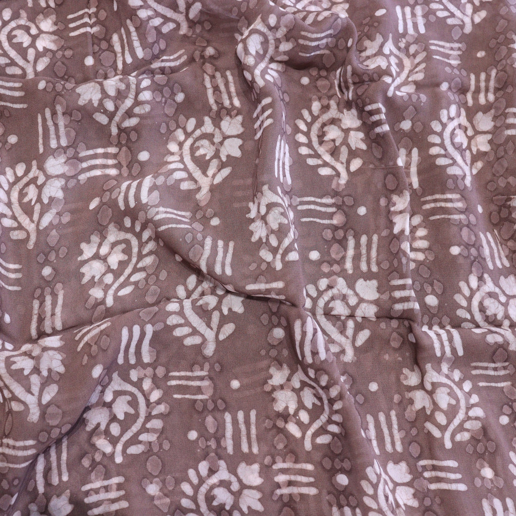 Batik Printed Pure Georgette Fabric - 3335