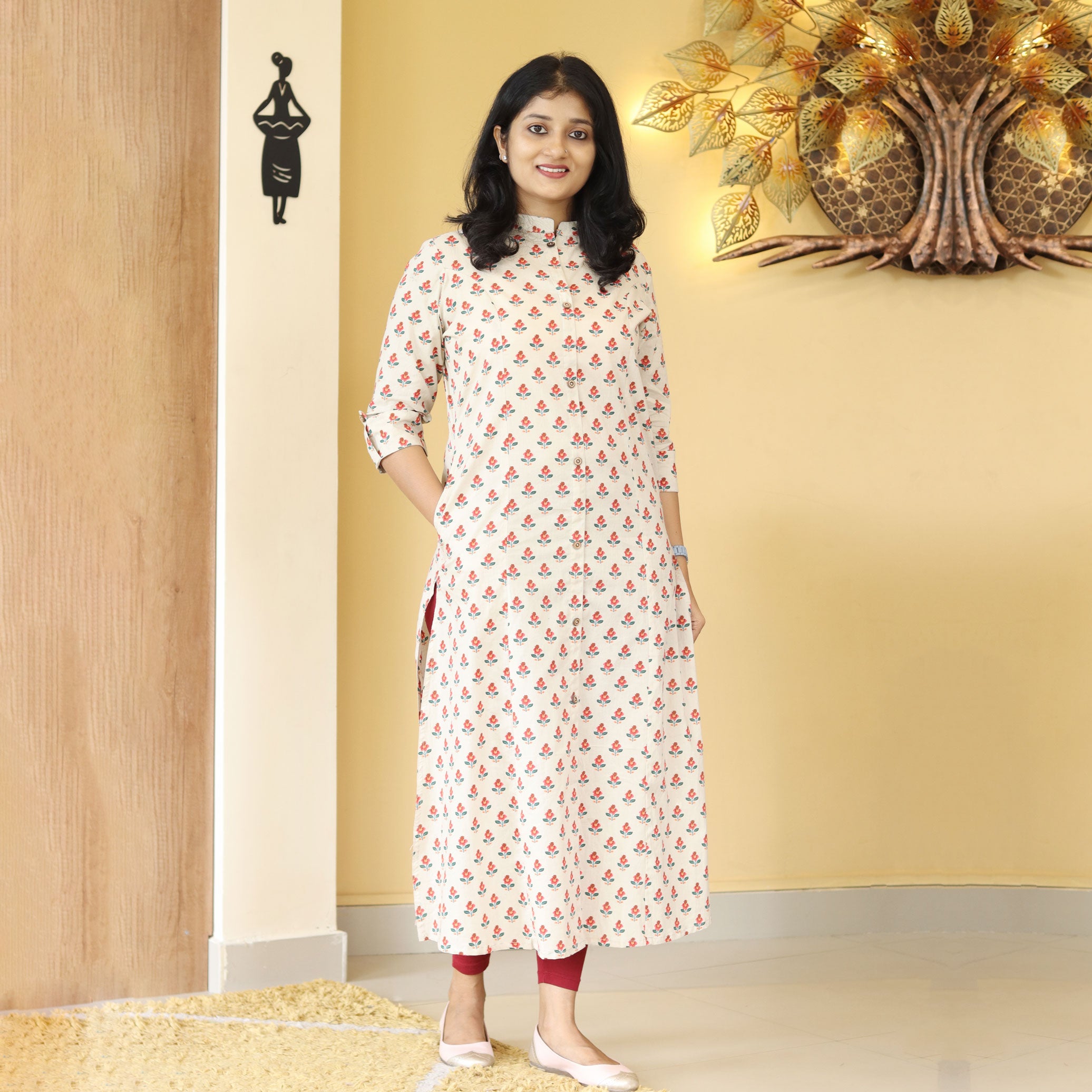 Load image into Gallery viewer, Pure Cotton A-line Kurti-4218
