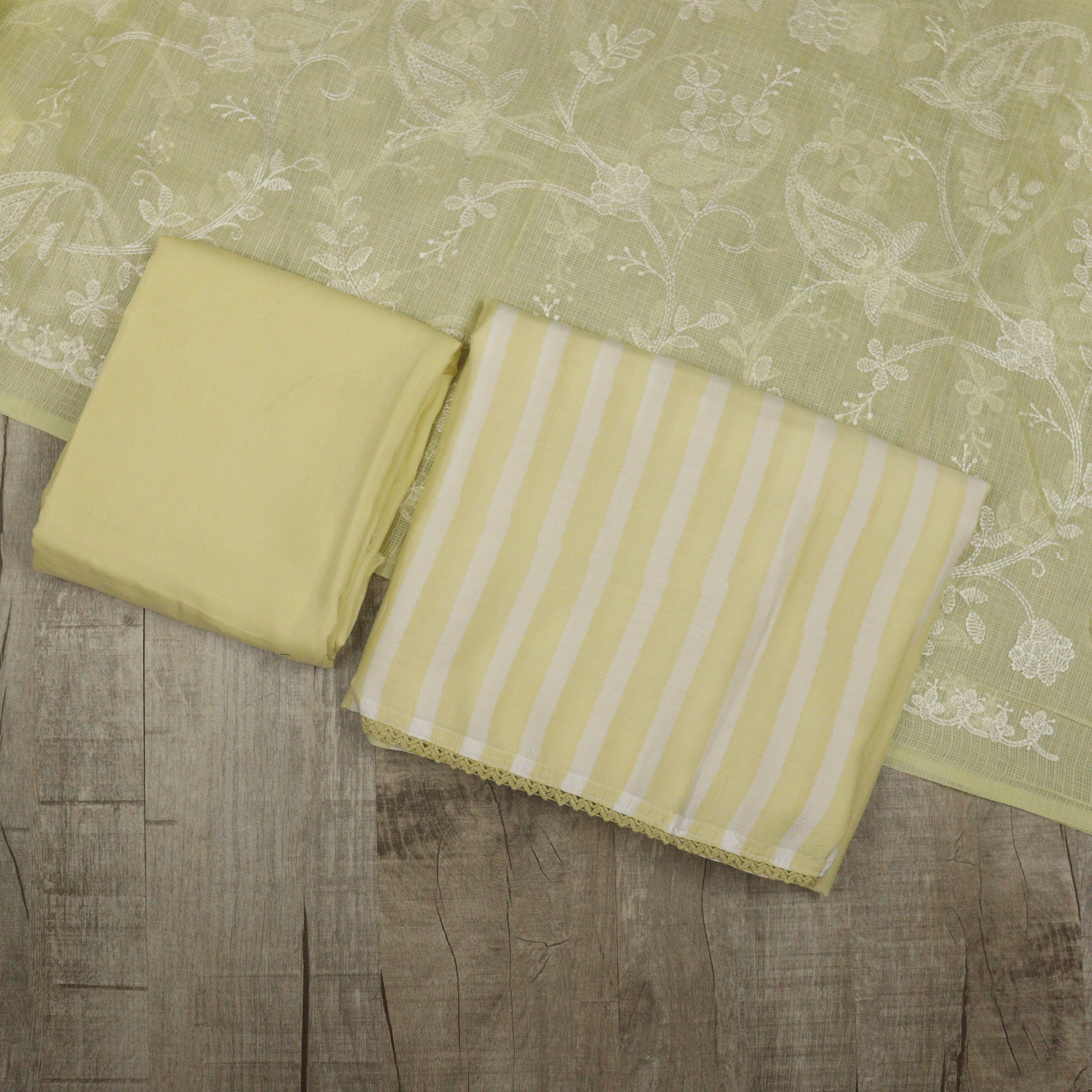 Load image into Gallery viewer, Pale Yellow Muslin silk suit - 3445
