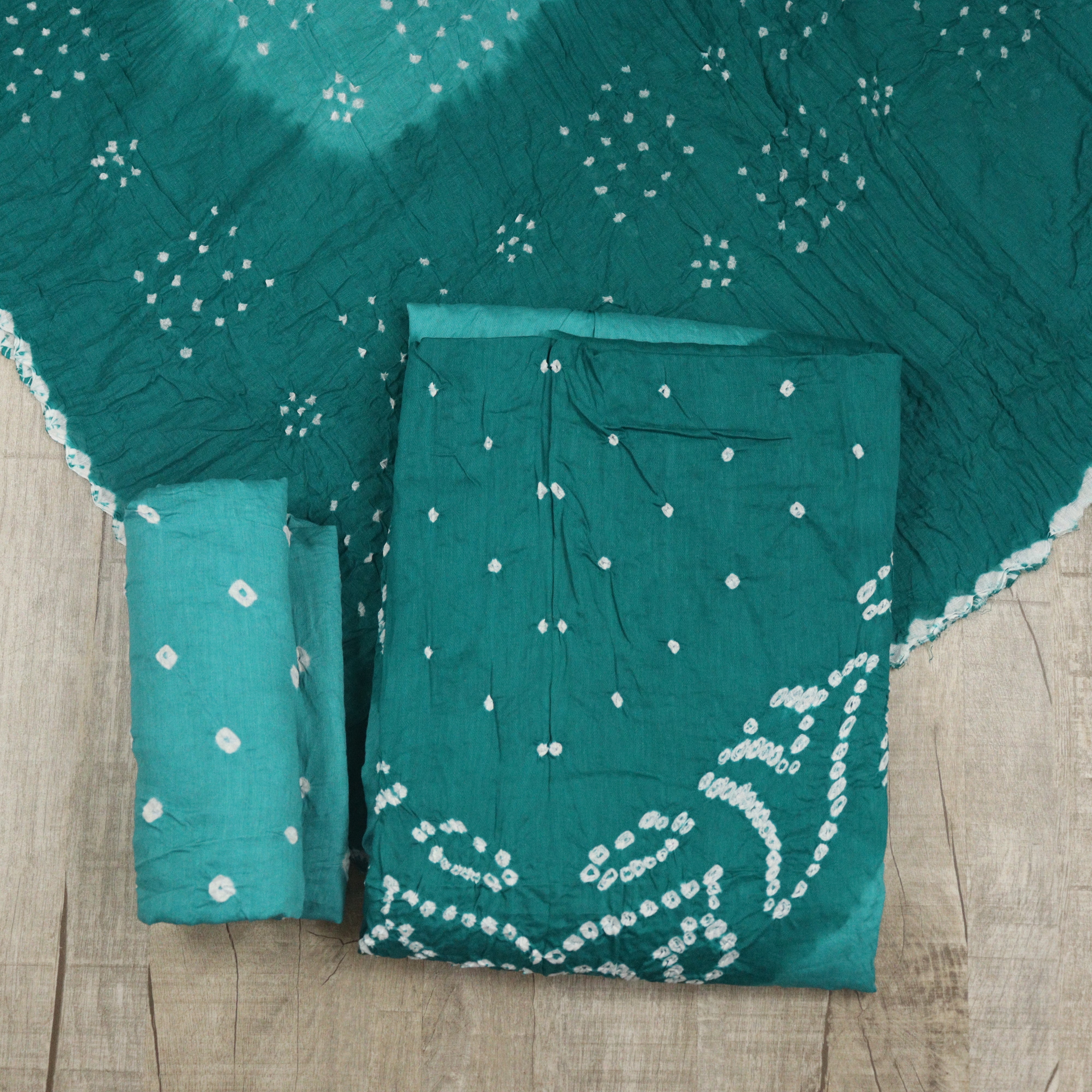 Load image into Gallery viewer, Teal Green Bandhani Suit-3452
