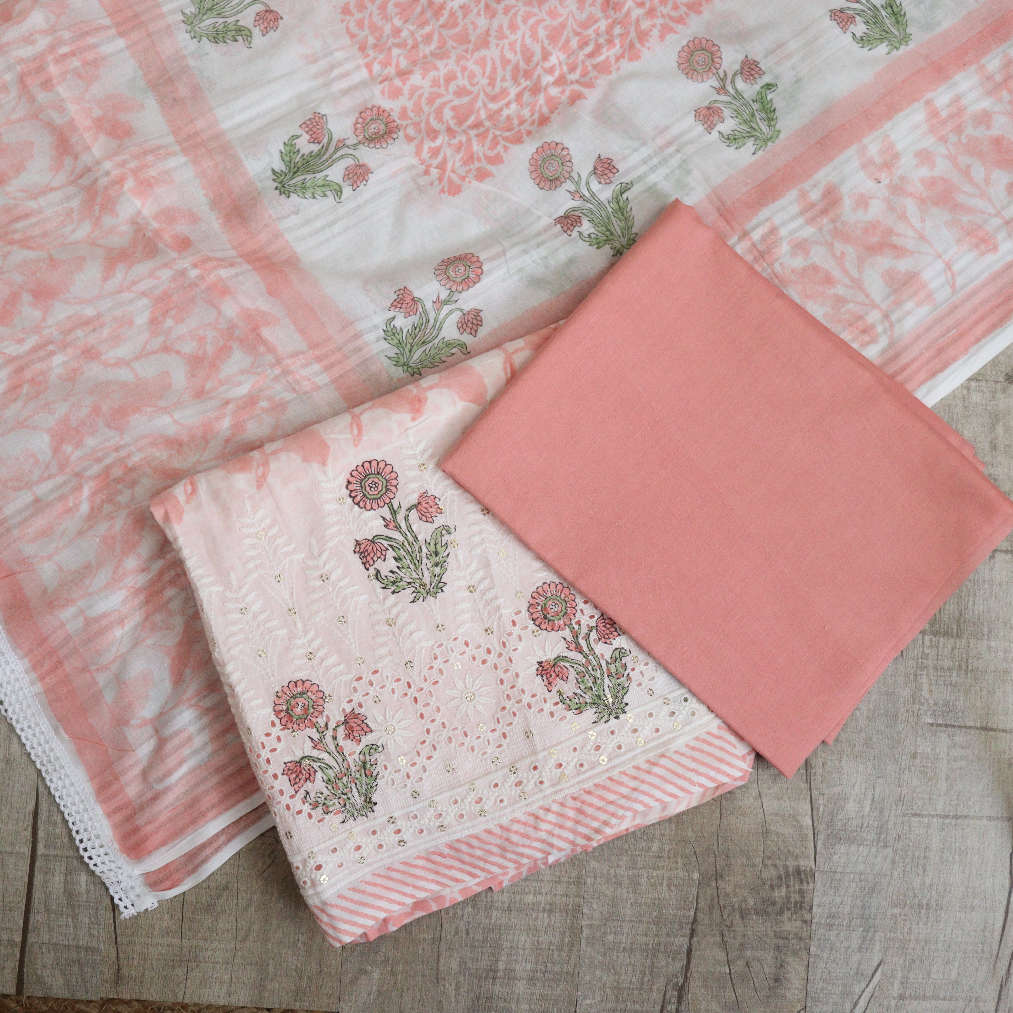 Load image into Gallery viewer, Pink peach Pure Cotton Suit-2184
