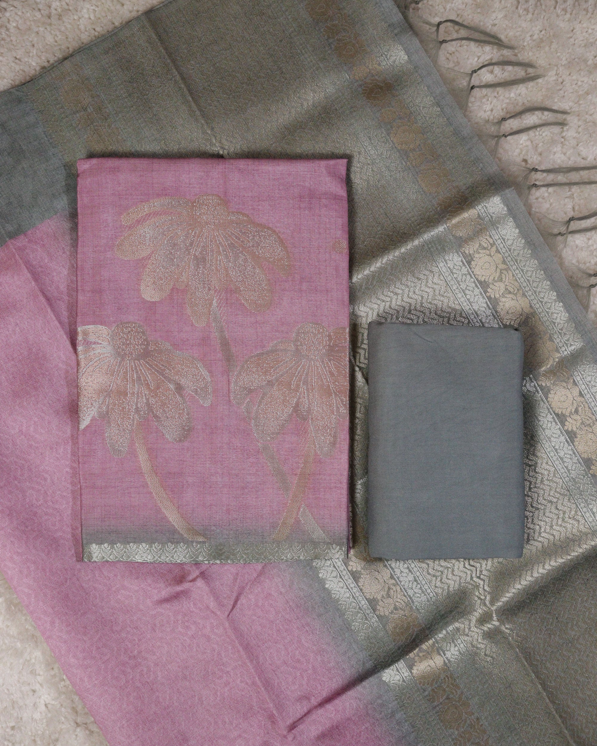 Load image into Gallery viewer, Semi Tusser Silk Unstitched Suit-1209
