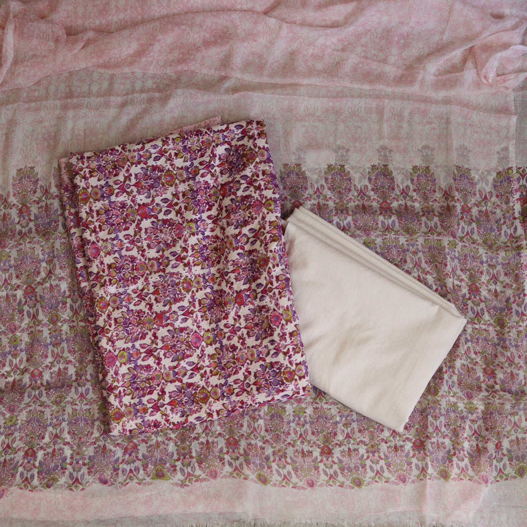 Pale Lilac Pure Cotton Hakoba Suit-3469