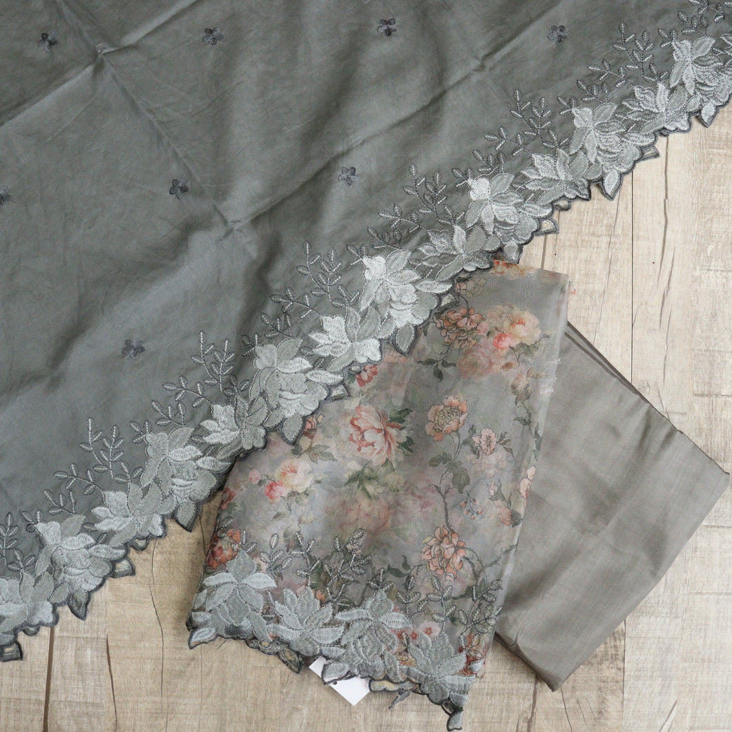 Grey Organza Suit-3363