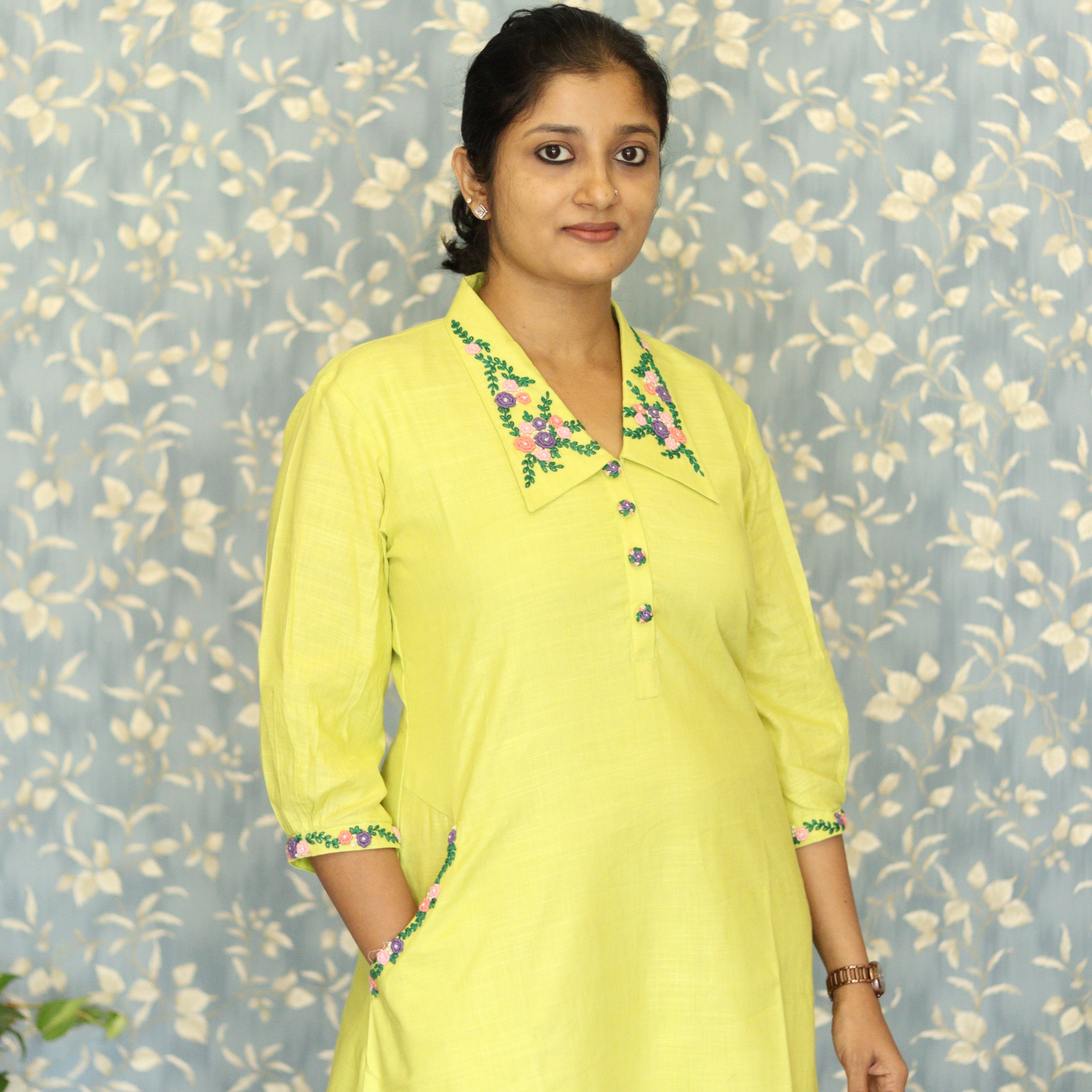 Load image into Gallery viewer, Pure Cotton Designer A-line Kurti (pre-order)-3505
