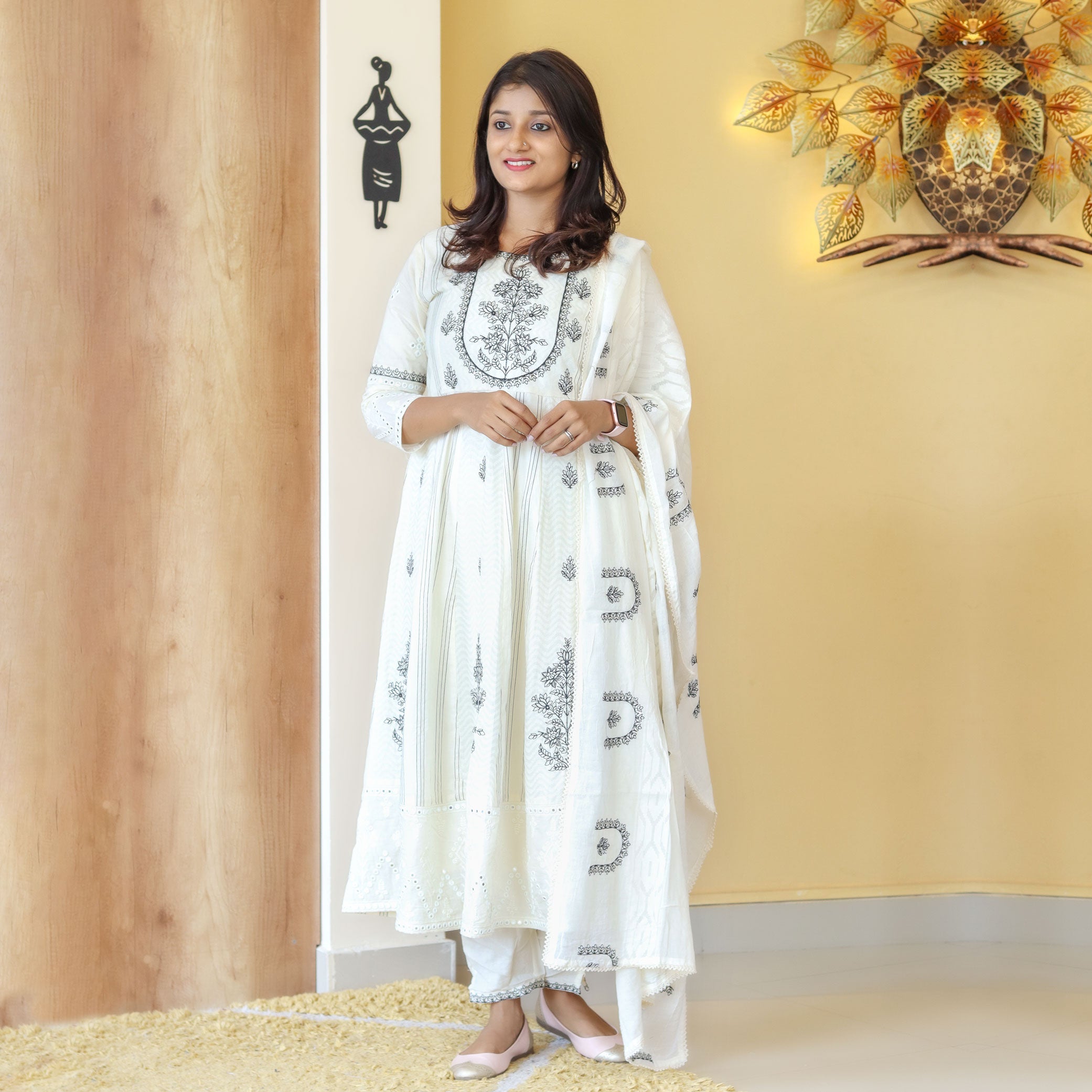 Load image into Gallery viewer, Mull Cotton Anarkali Set-4389
