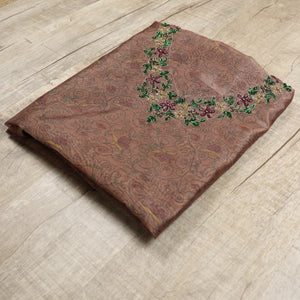 Chocolate Brown Organza Designer Fabric- 3521