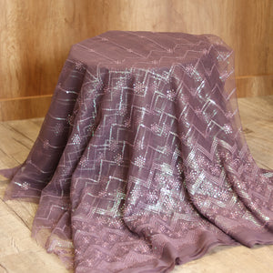 Grape Wine Net Embellished Fabric- 2997