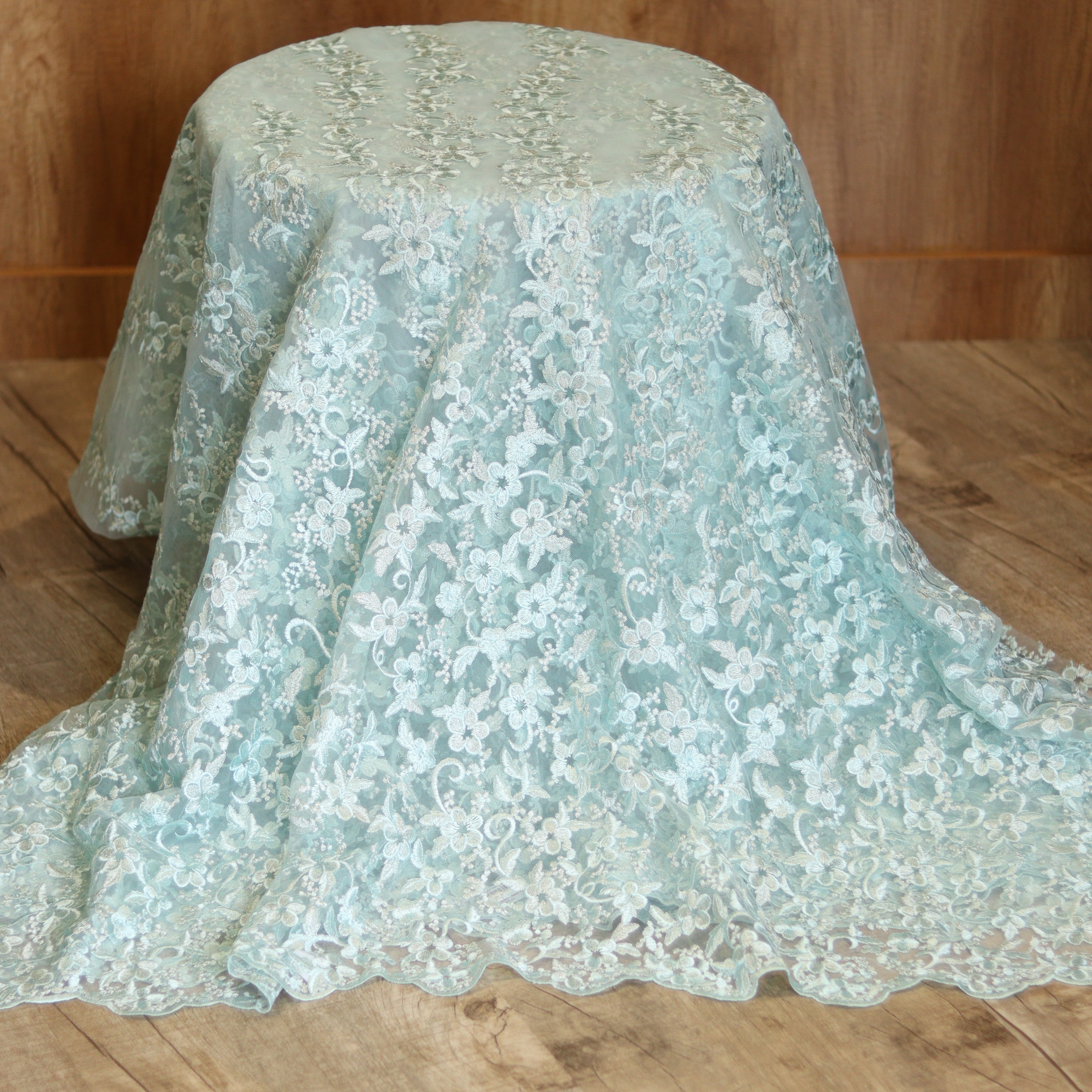 Load image into Gallery viewer, Pastel Blue Colour Net Fabric-3155
