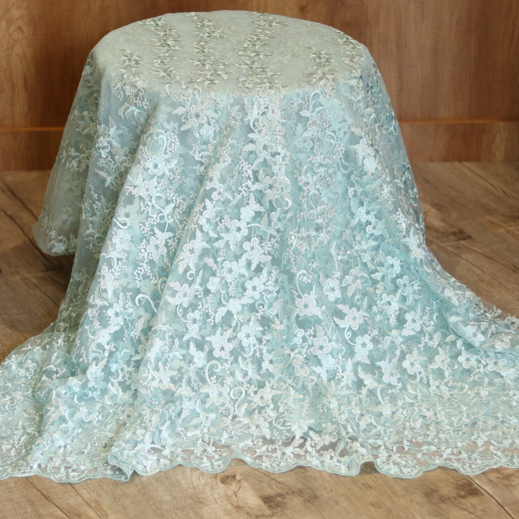 Pastel Blue Colour Net Fabric-3155