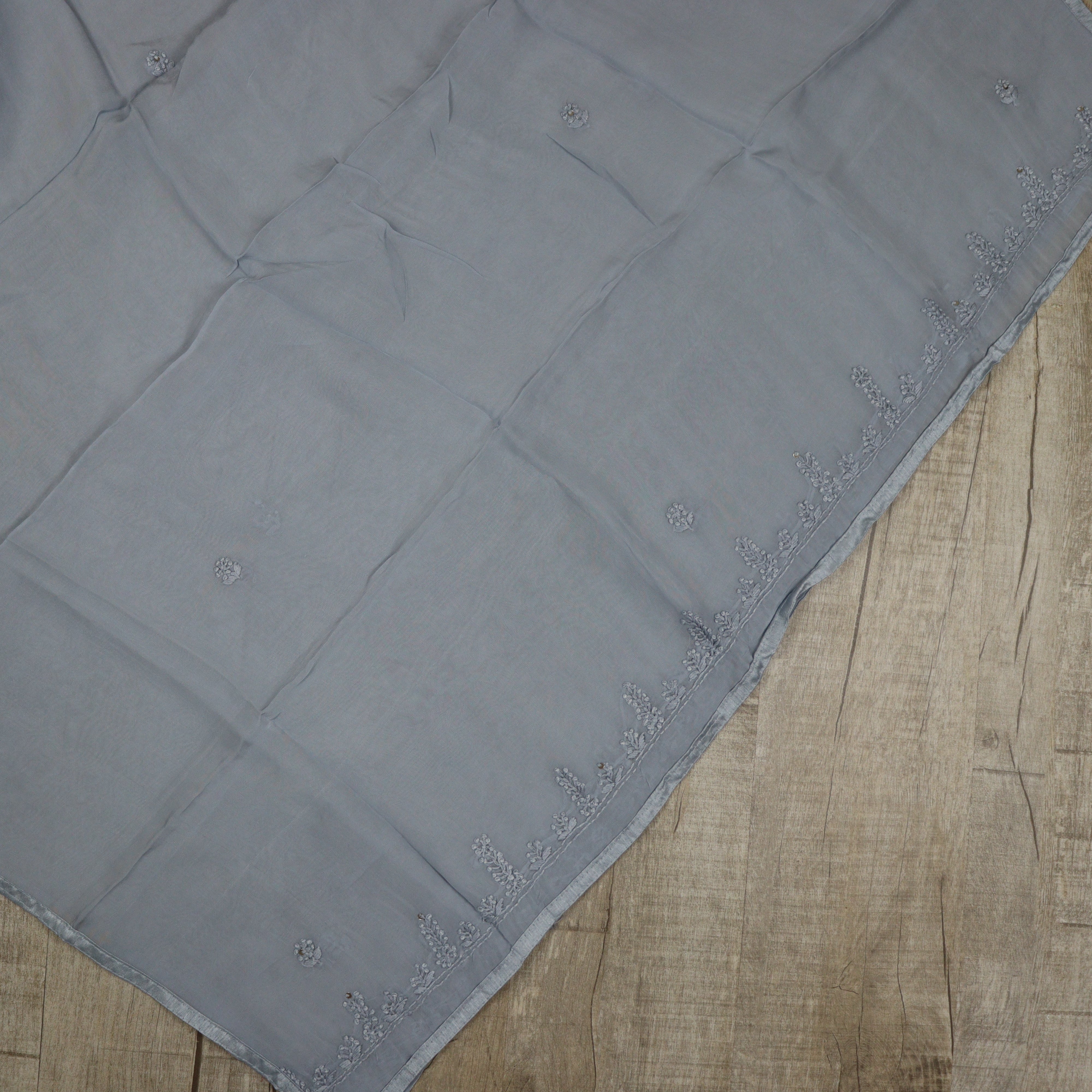 Load image into Gallery viewer, Bluish Grey Pure viscose Organza Suit-3497
