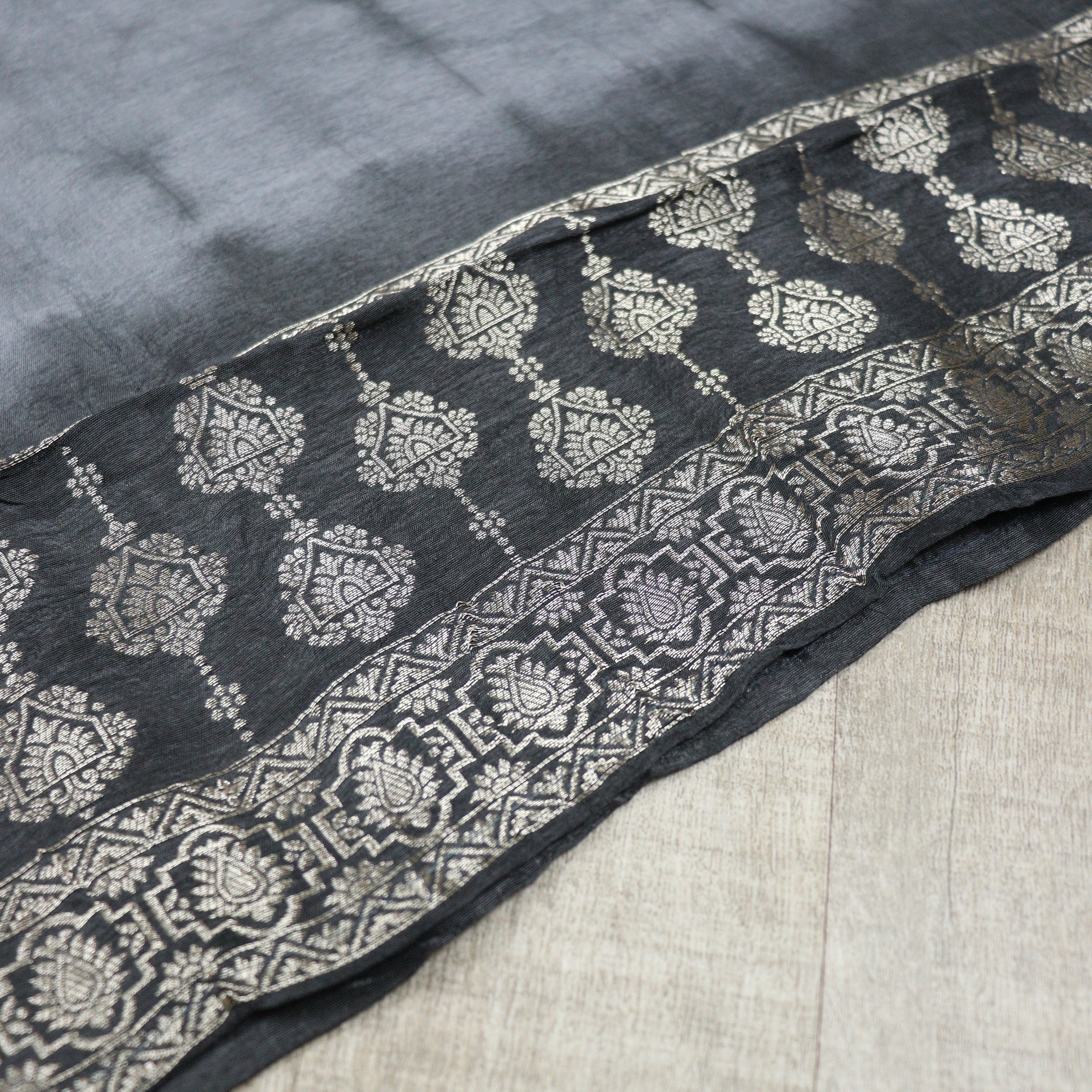 Load image into Gallery viewer, Charcoal Grey Pure Banarasi Suit-3514

