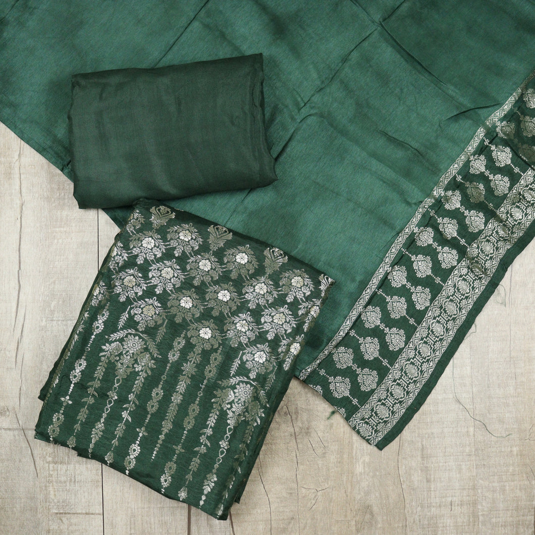 Midnight Green Pure Banarasi Suit-3514