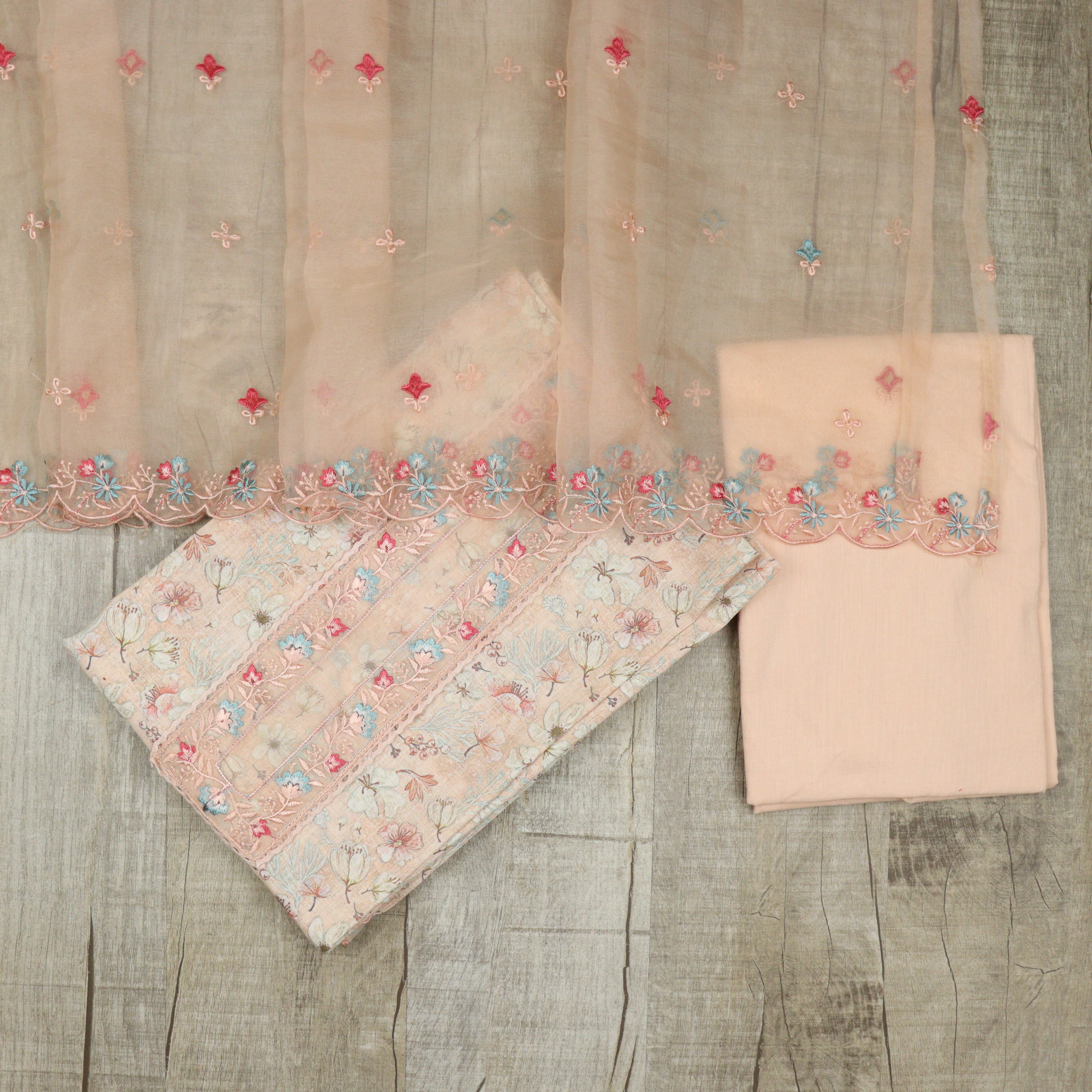 Load image into Gallery viewer, Peach Linen Cotton Suit- 3513
