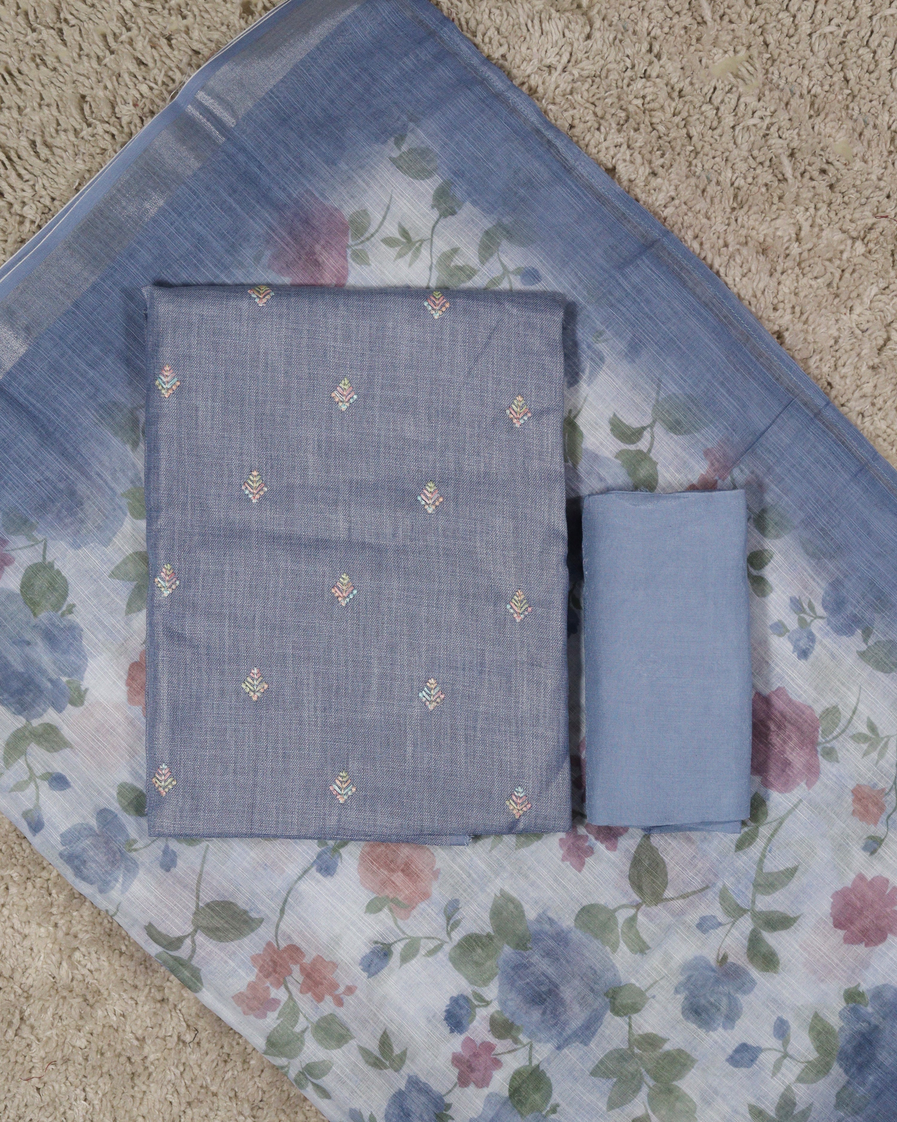 Load image into Gallery viewer, Linen Cotton Unstitched Suit-5906
