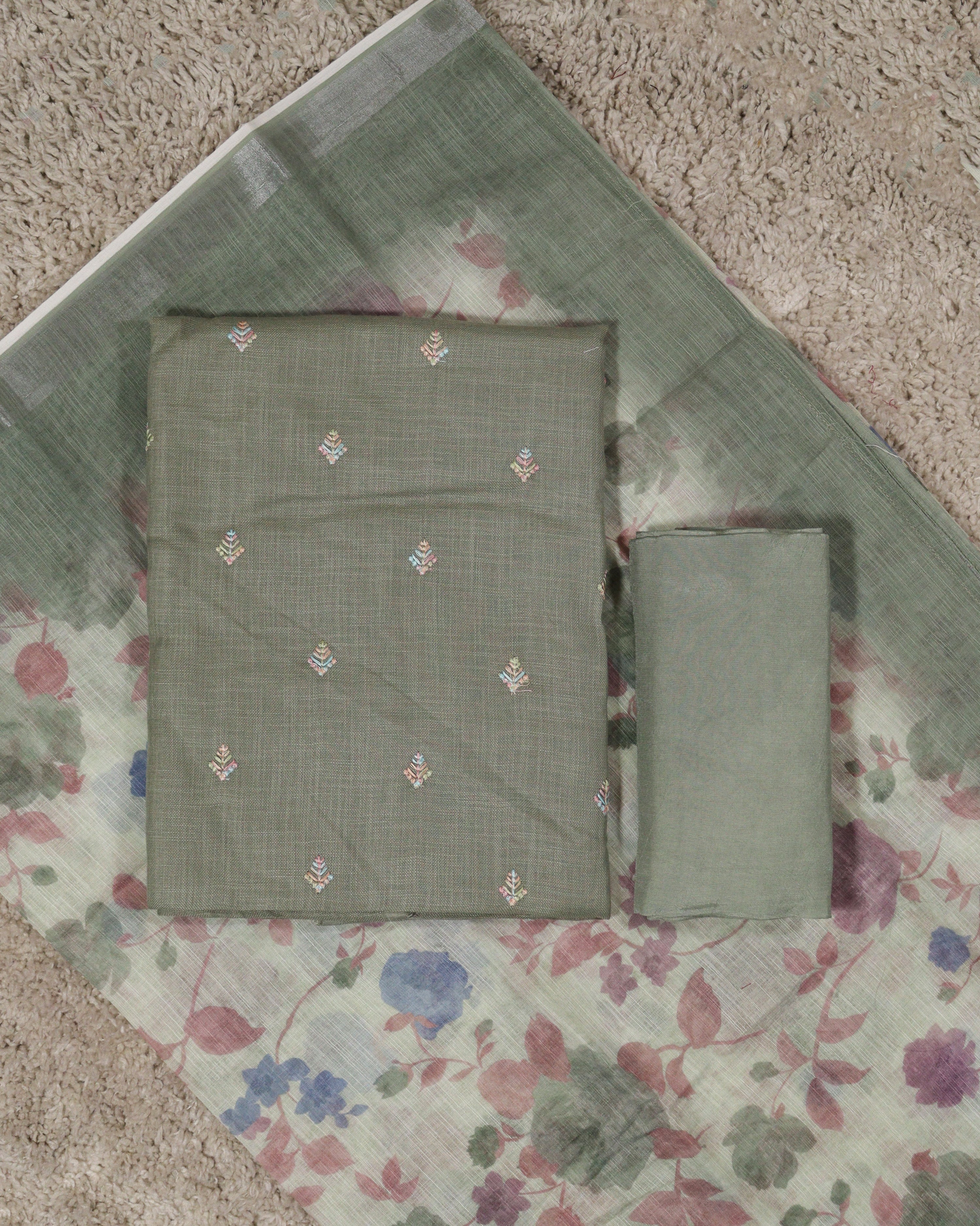 Load image into Gallery viewer, Linen Cotton Unstitched Suit-5906
